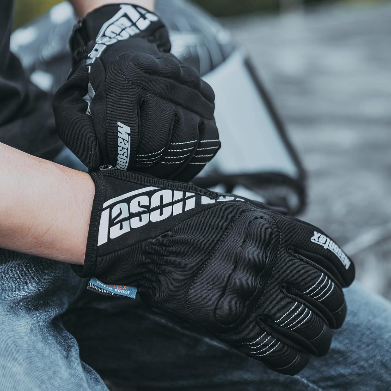 Guantes de Motocicleta Masontex XL Impermeables Táctiles Negro