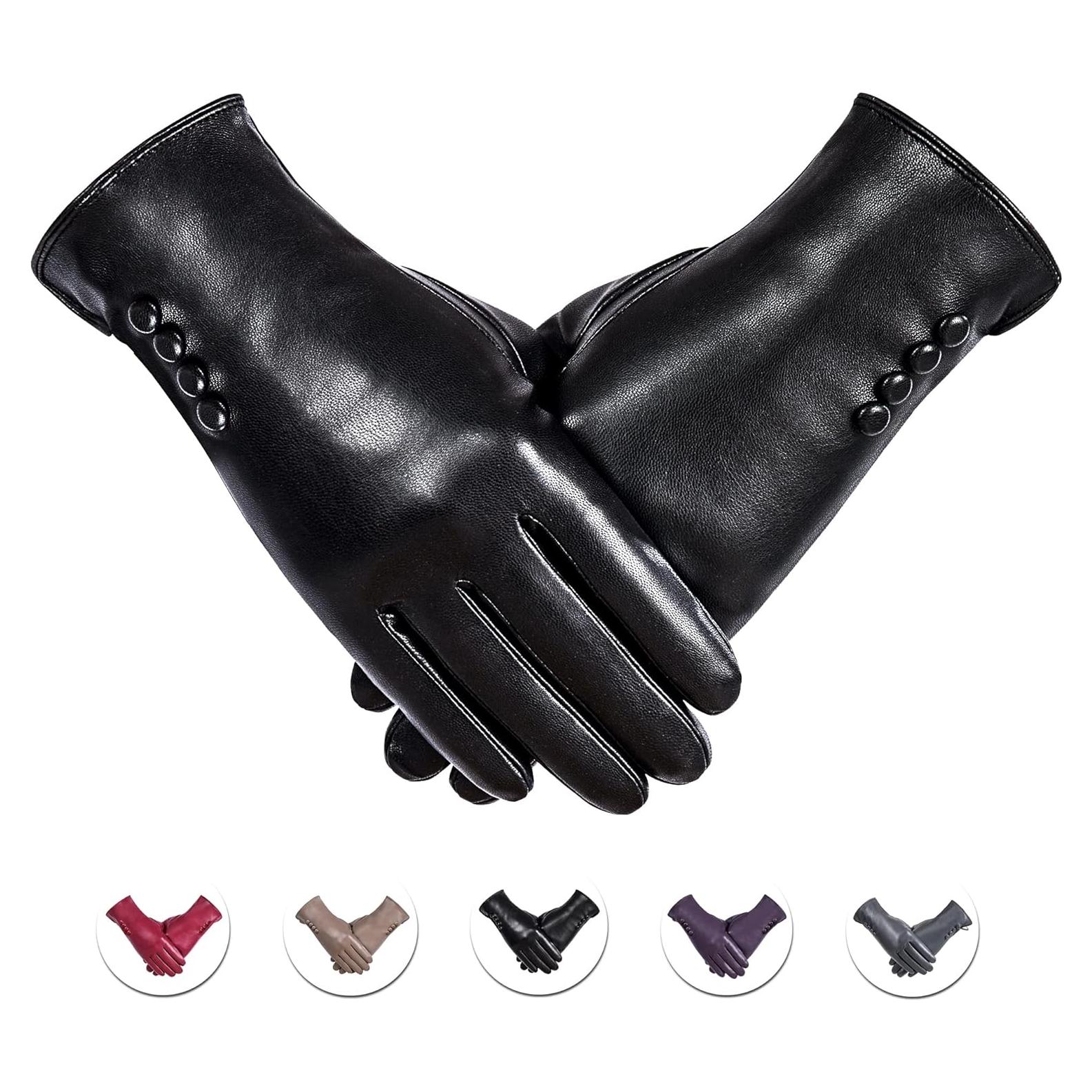 Guantes de Cuero PU Alepo para Mujeres Térmicos Pantalla Táctil