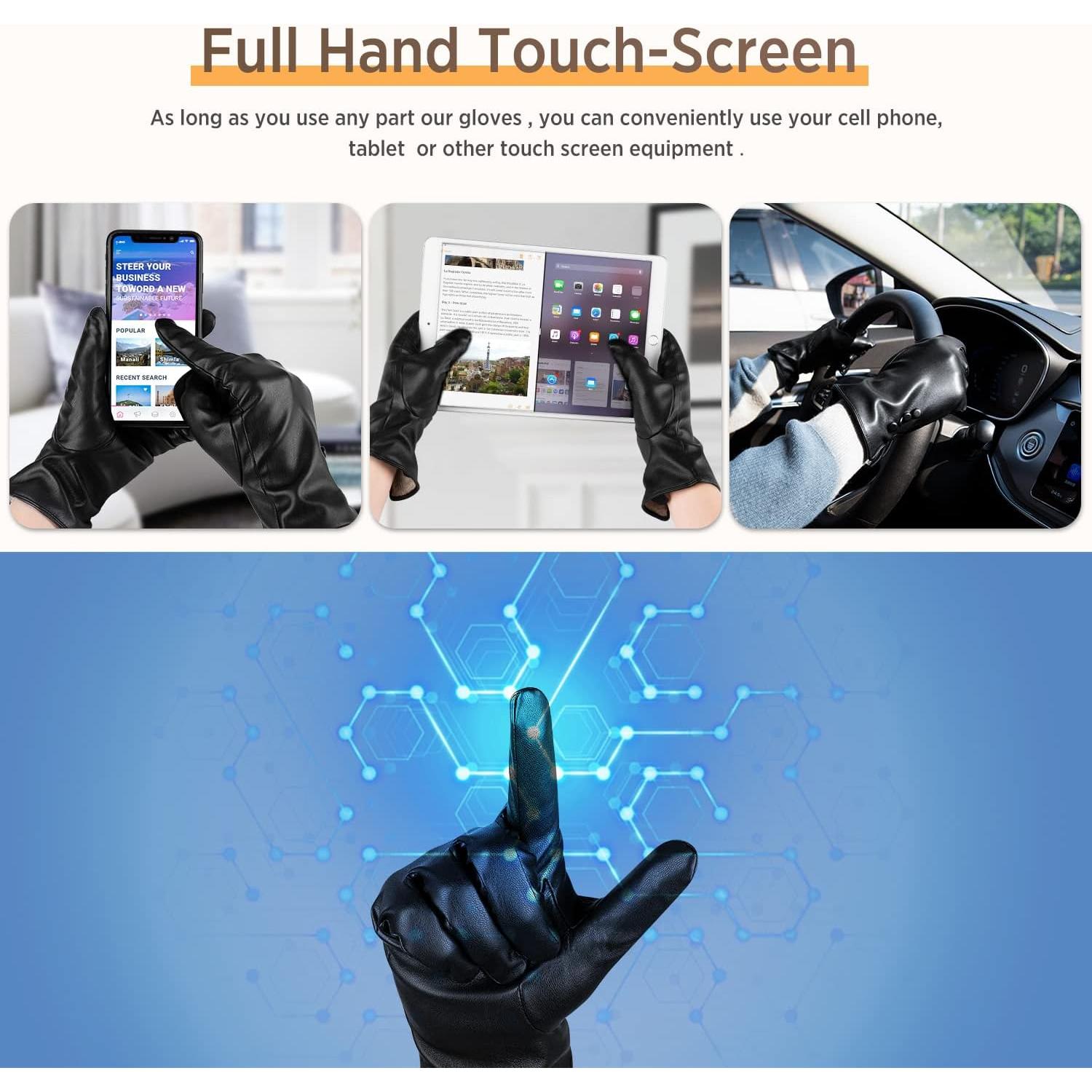 Guantes de Cuero PU Alepo para Mujeres Térmicos Pantalla Táctil