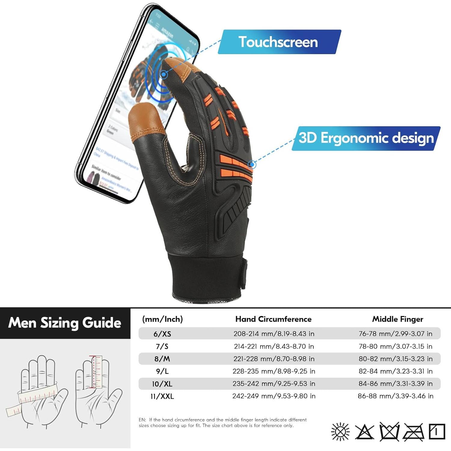 Guantes de Mecánico Impermeables Vgo - Talla M, Naranja