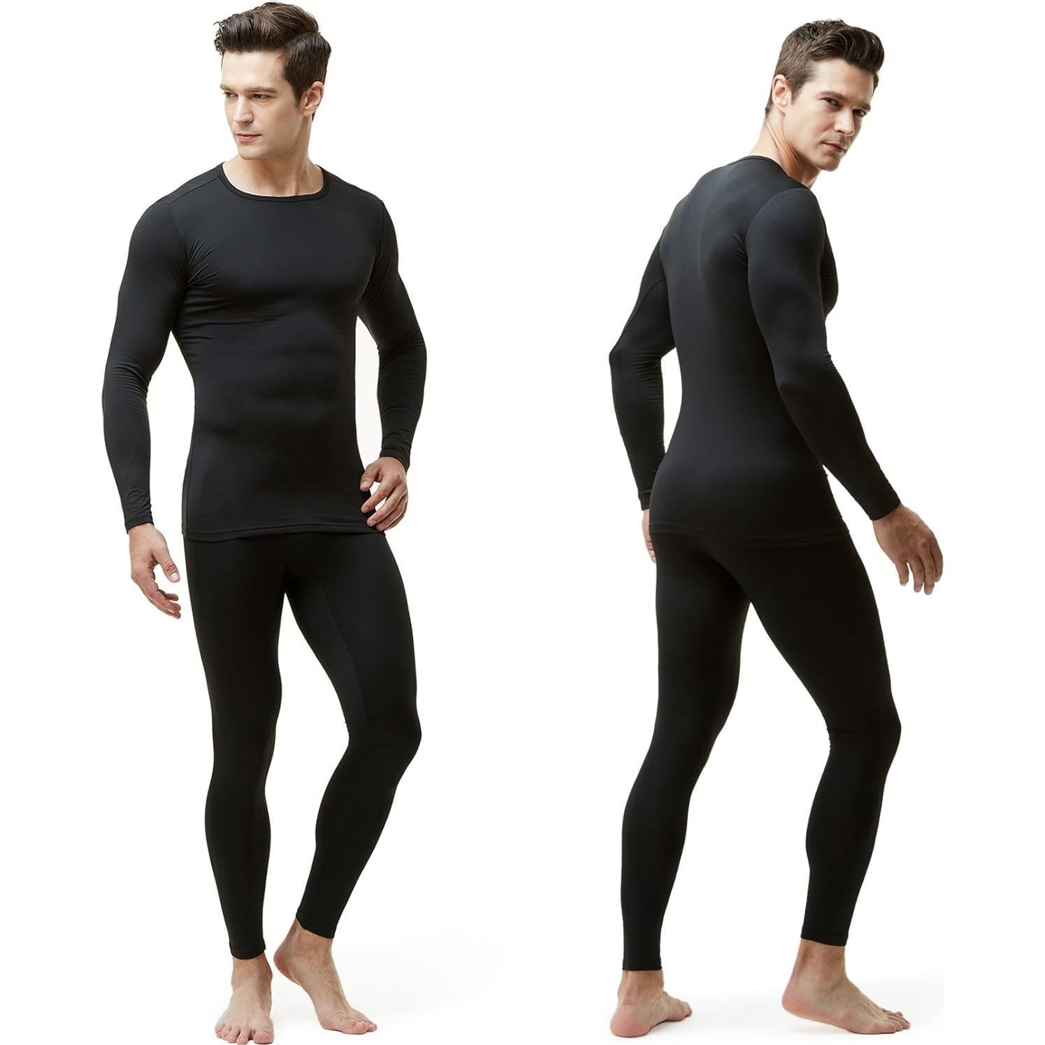 Conjunto Ropa Interior Térmica Hombre TSLA Franela Negra