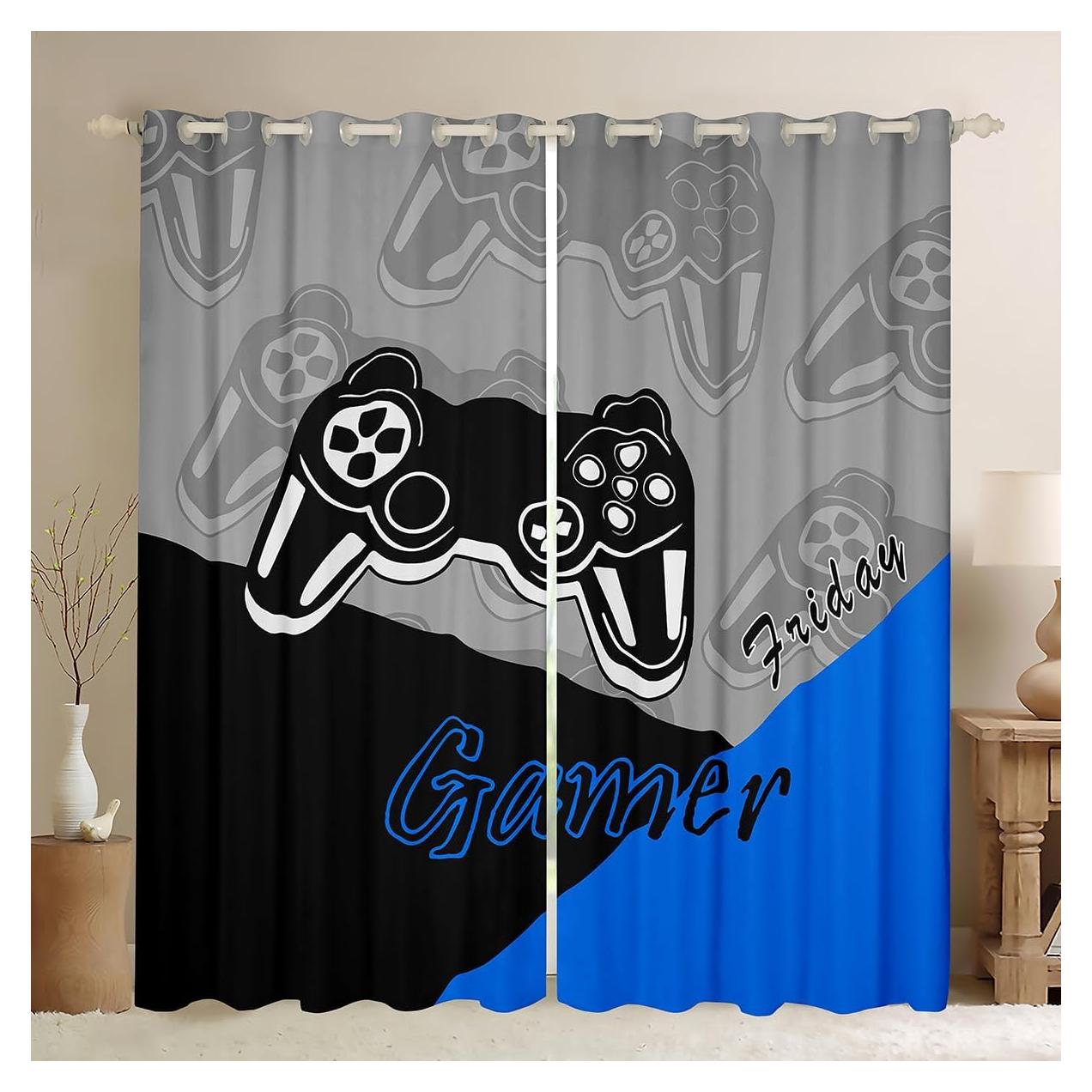 Cortinas Gamer Feelyou 2 Paneles 96.5x114.3cm Azul