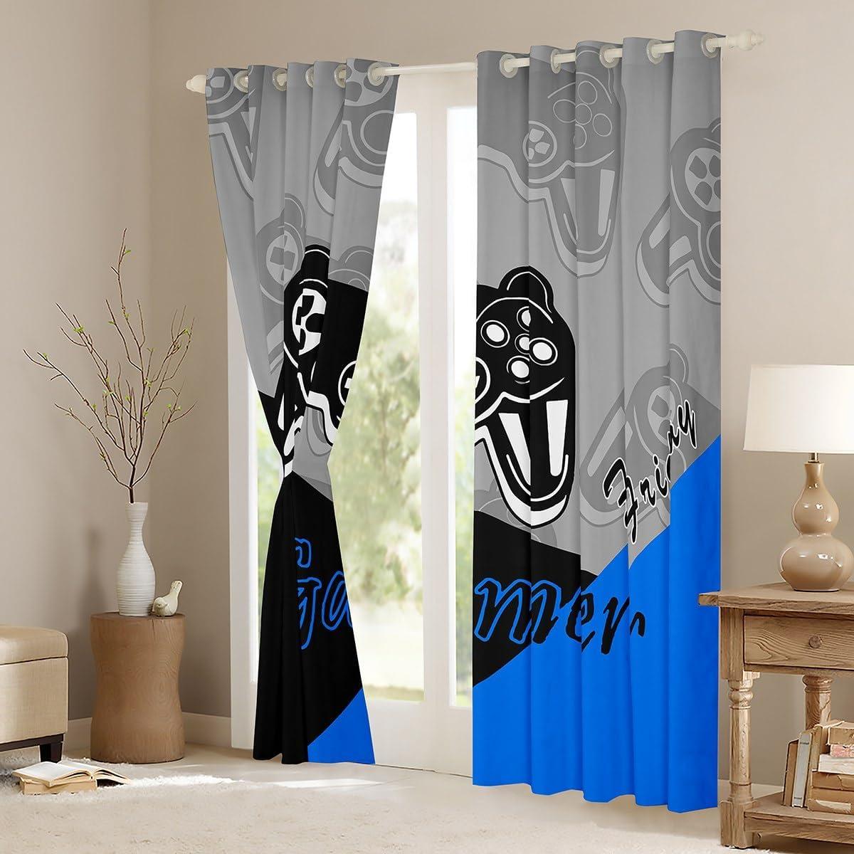Cortinas Gamer Feelyou 2 Paneles 96.5x114.3cm Azul