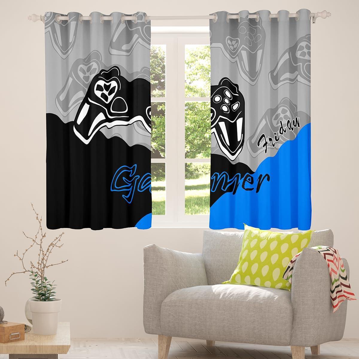 Cortinas Gamer Feelyou 2 Paneles 96.5x114.3cm Azul
