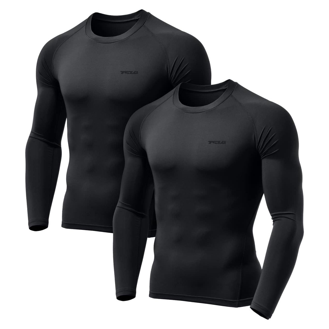 Camisa de Compresión Térmica TSLA para Hombre 2pack Negro