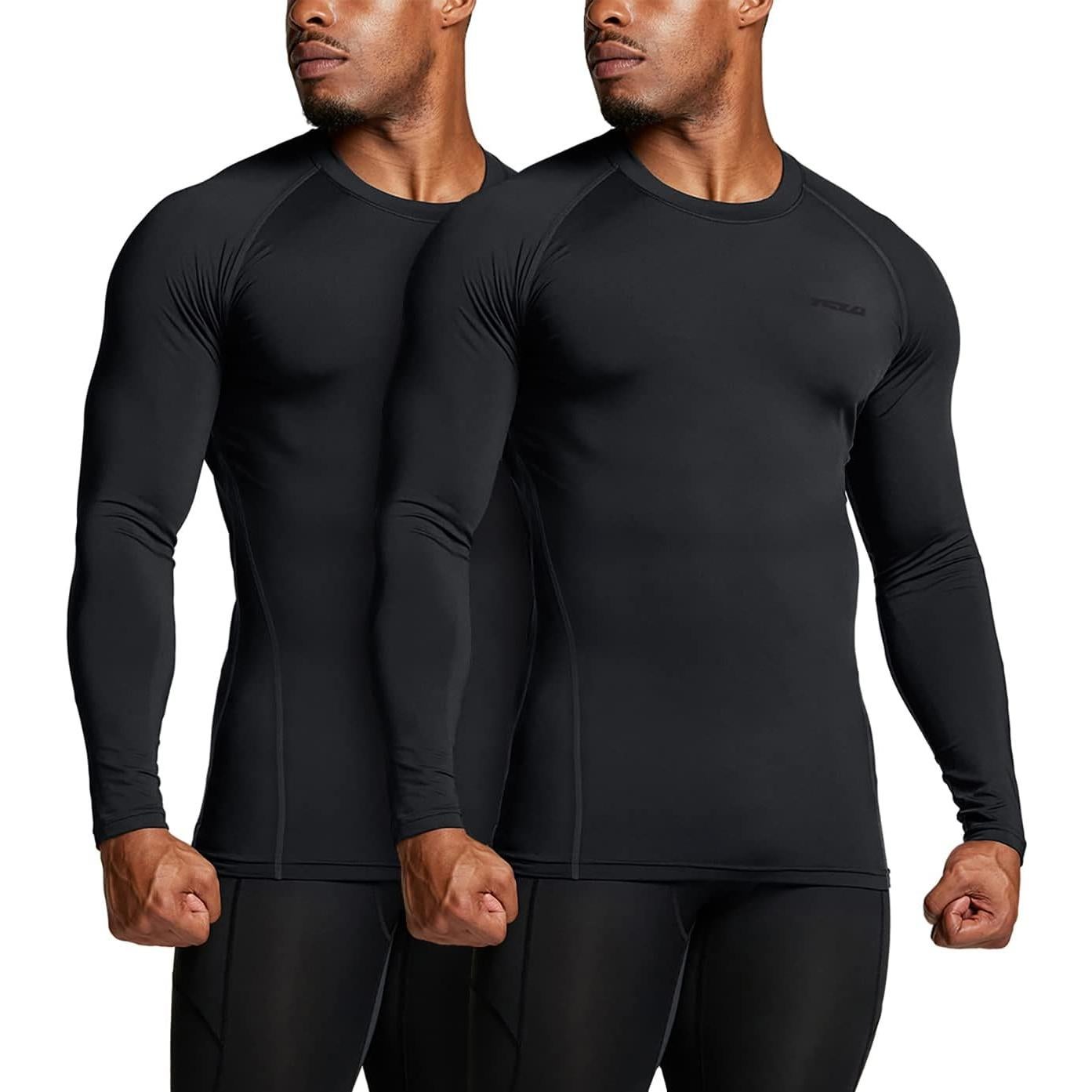 Camisa de Compresión Térmica TSLA para Hombre 2pack Negro