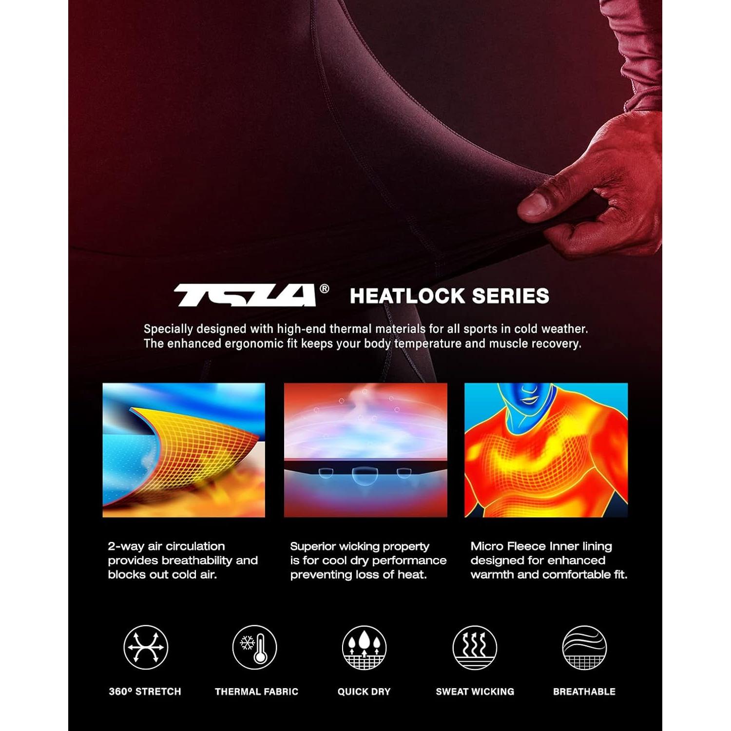 Camisa de Compresión Térmica TSLA para Hombre 2pack Negro