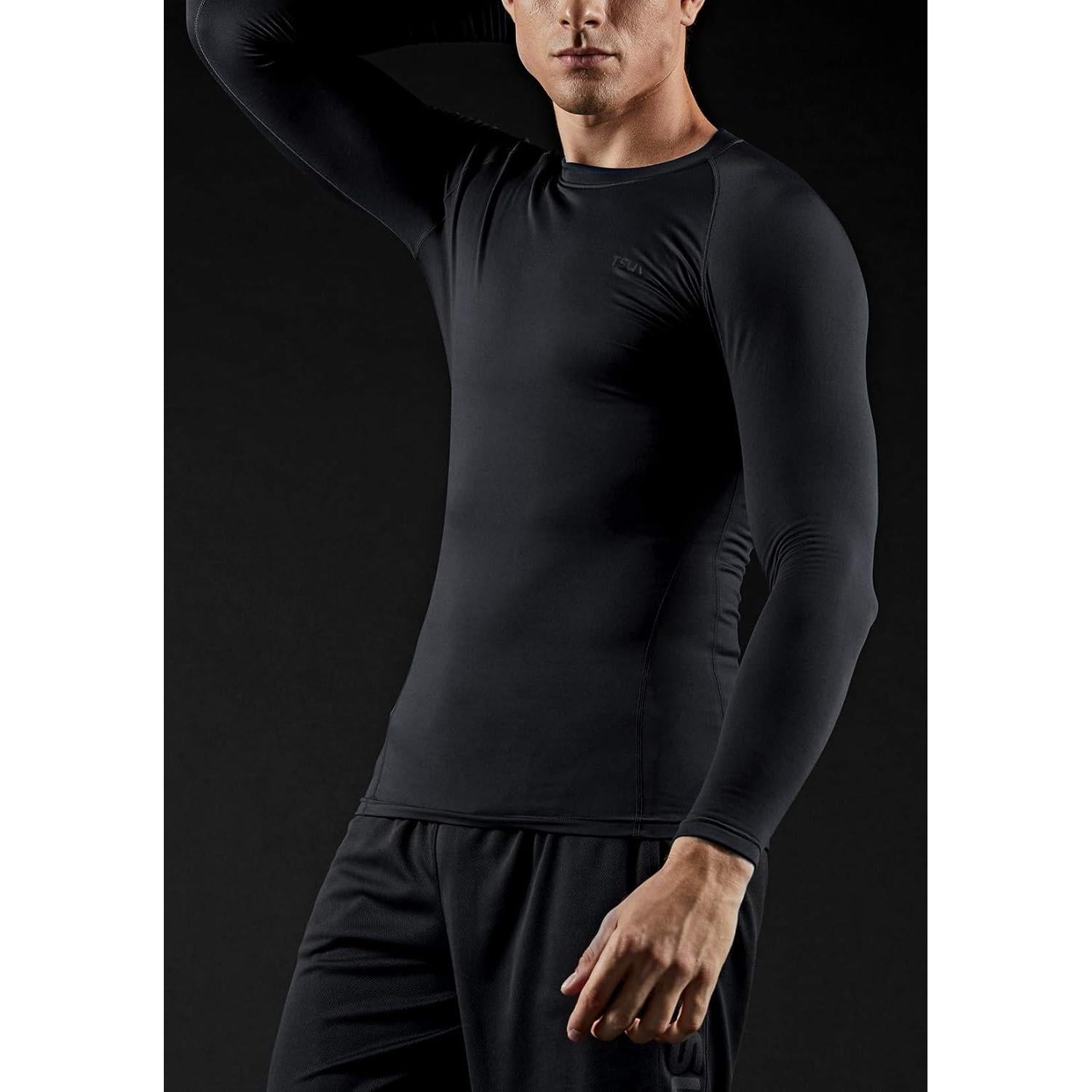 Camisa de Compresión Térmica TSLA para Hombre 2pack Negro
