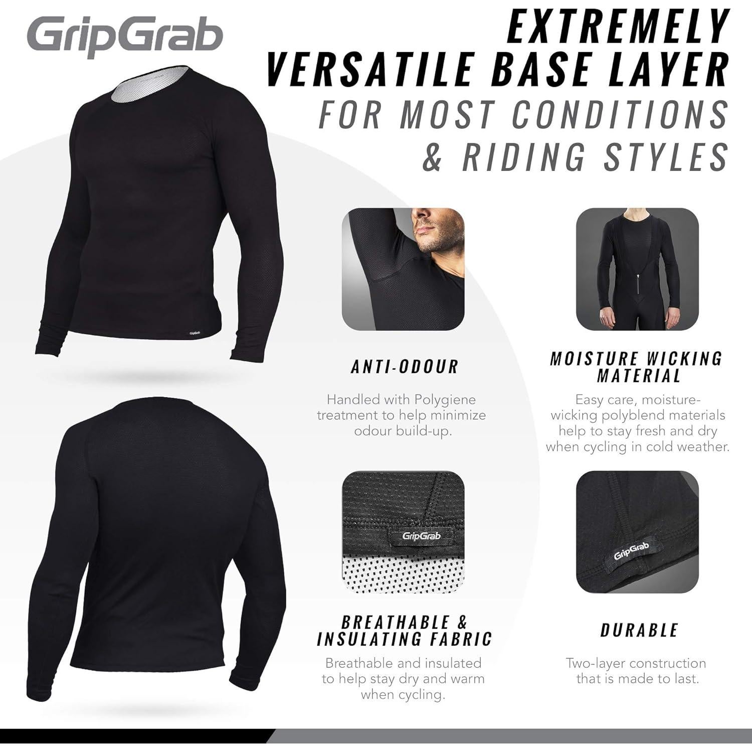 Capa Base Térmica GripGrab Ride Mujer Grande Negra