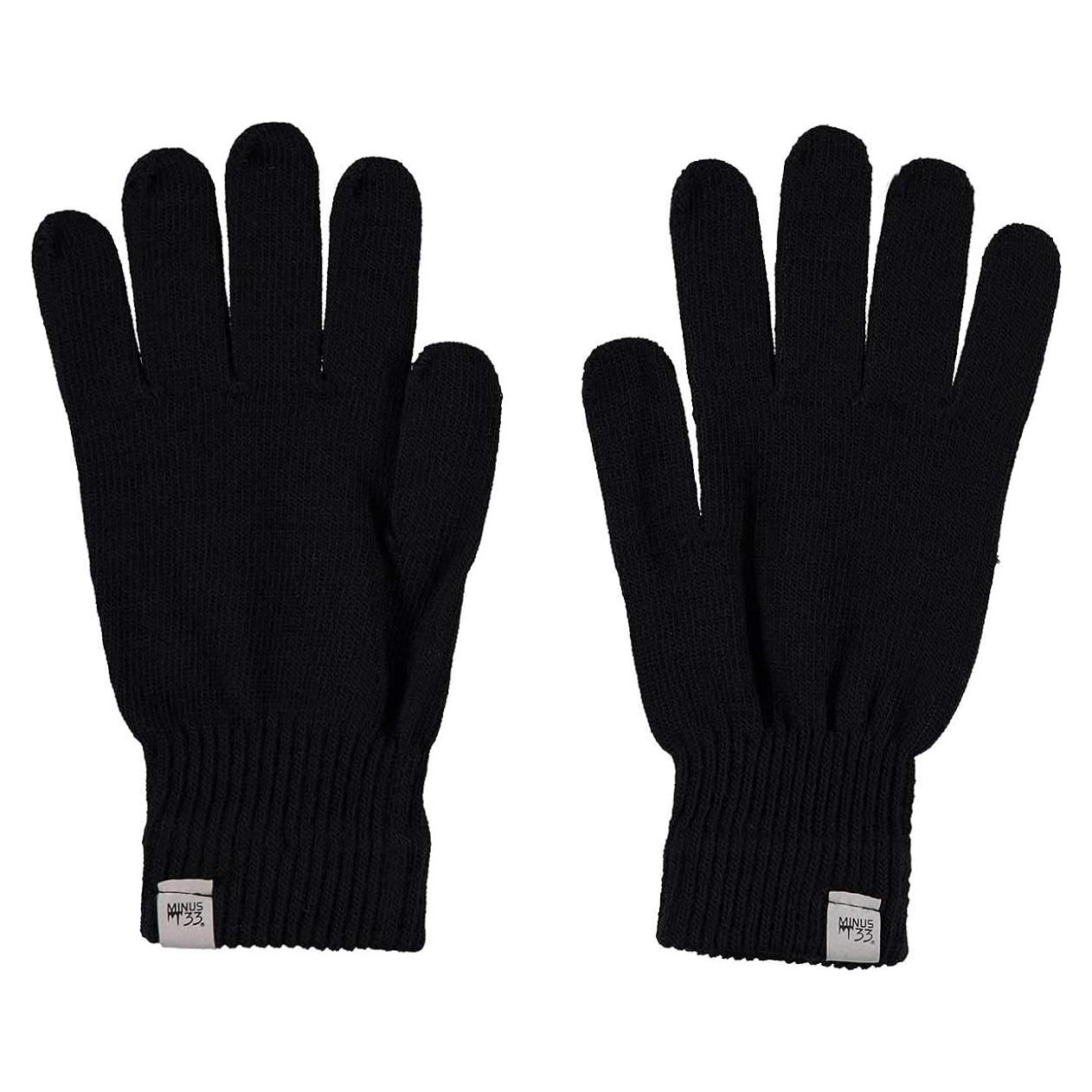 Forro de Guante de Lana Merino Minus33 - Cálido y Cómodo - Talla XL - Negro