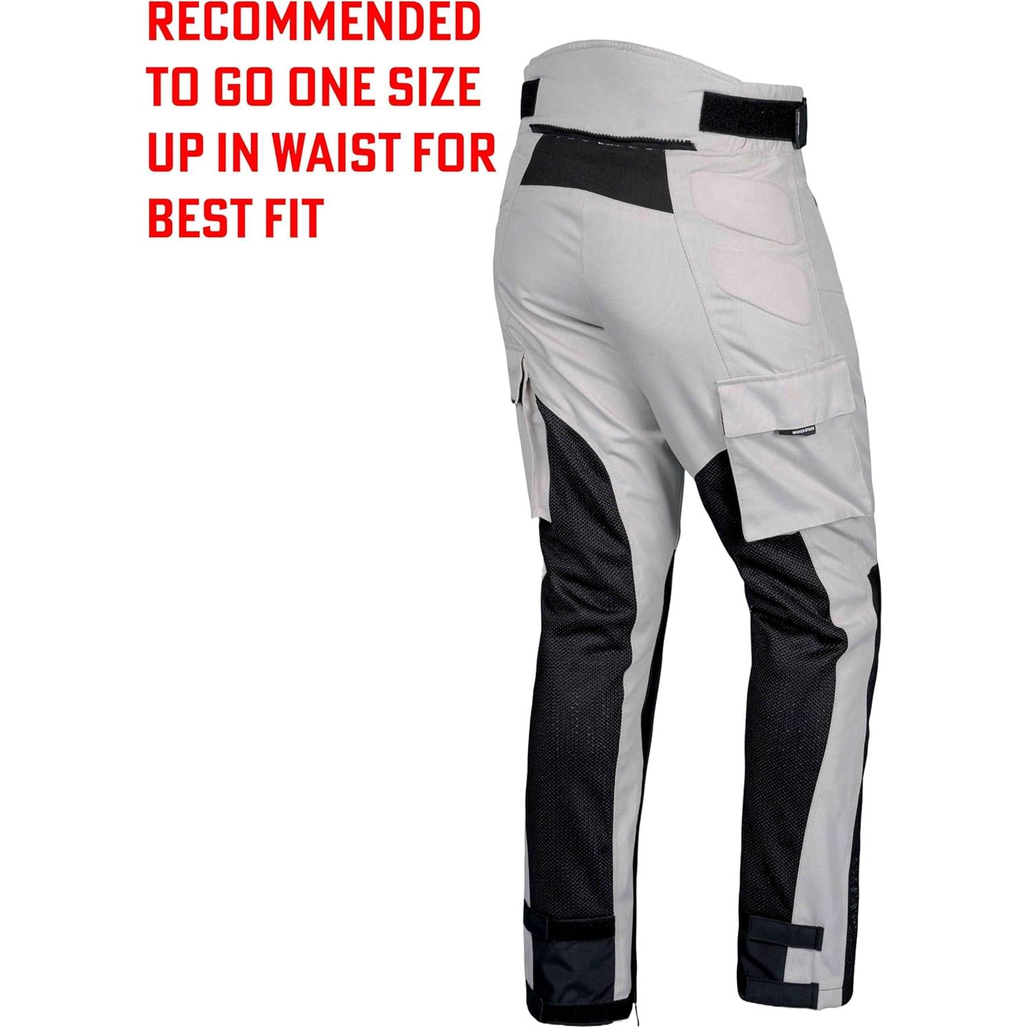 Pantalones de Motocicleta de Malla WICKED STOCK Gris 34W x 32L