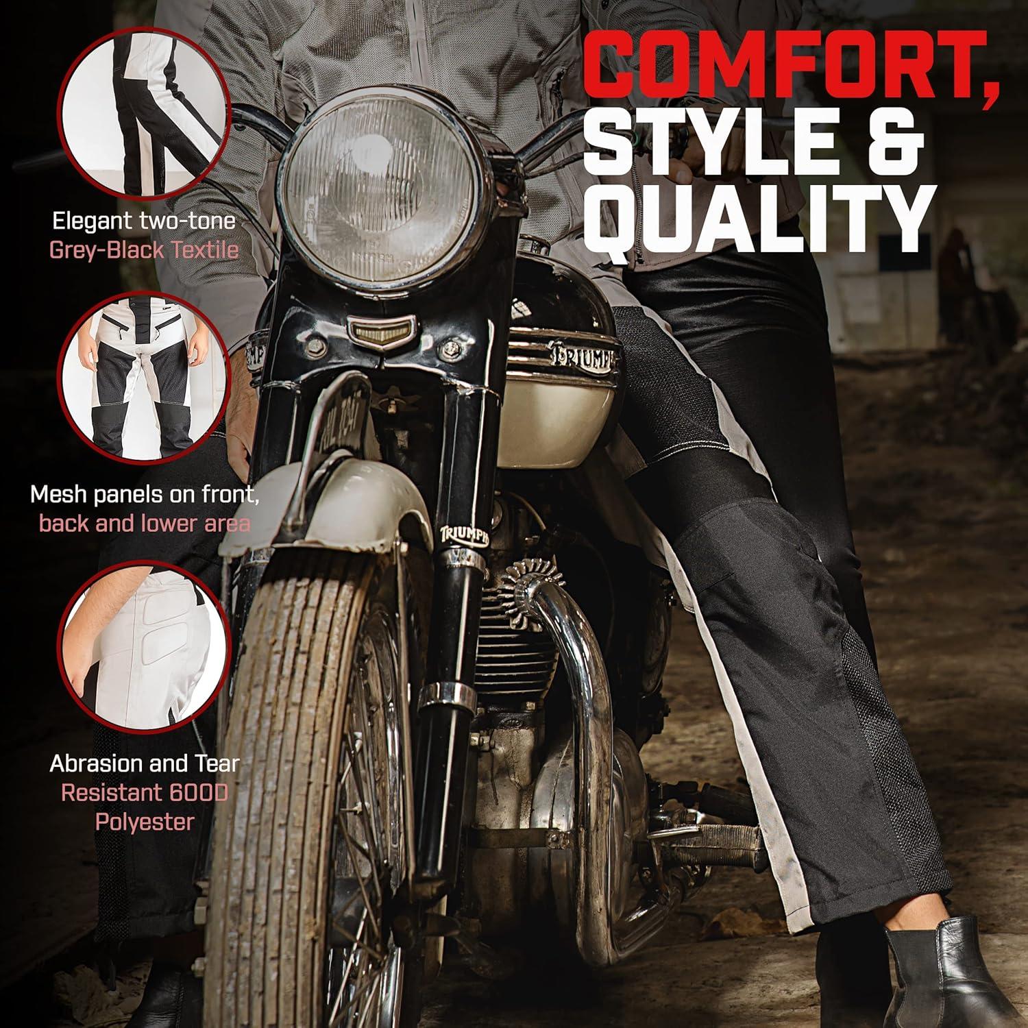 Pantalones de Motocicleta de Malla WICKED STOCK Gris 34W x 32L