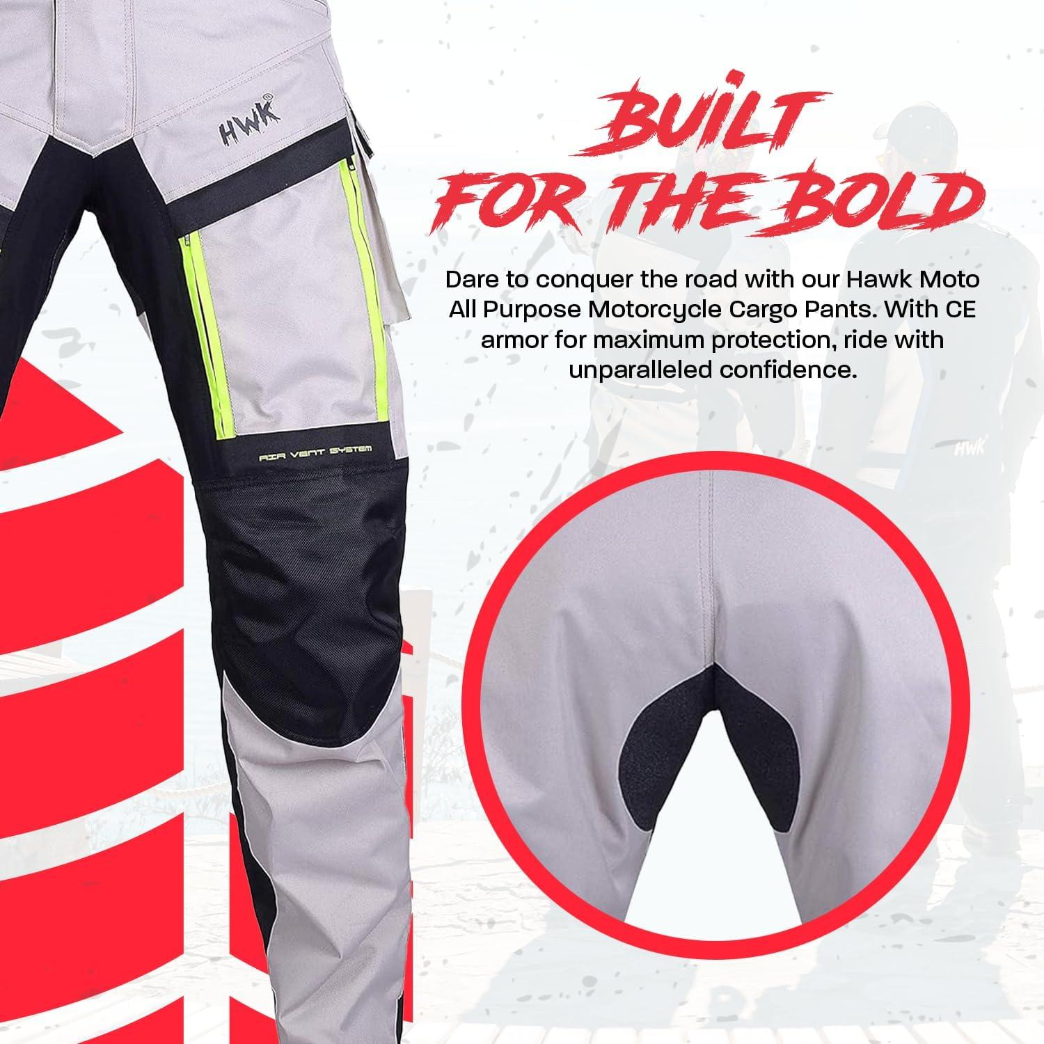Pantalones Cargo de Moto HWK Hi-Vis 34W x 76L con Protección