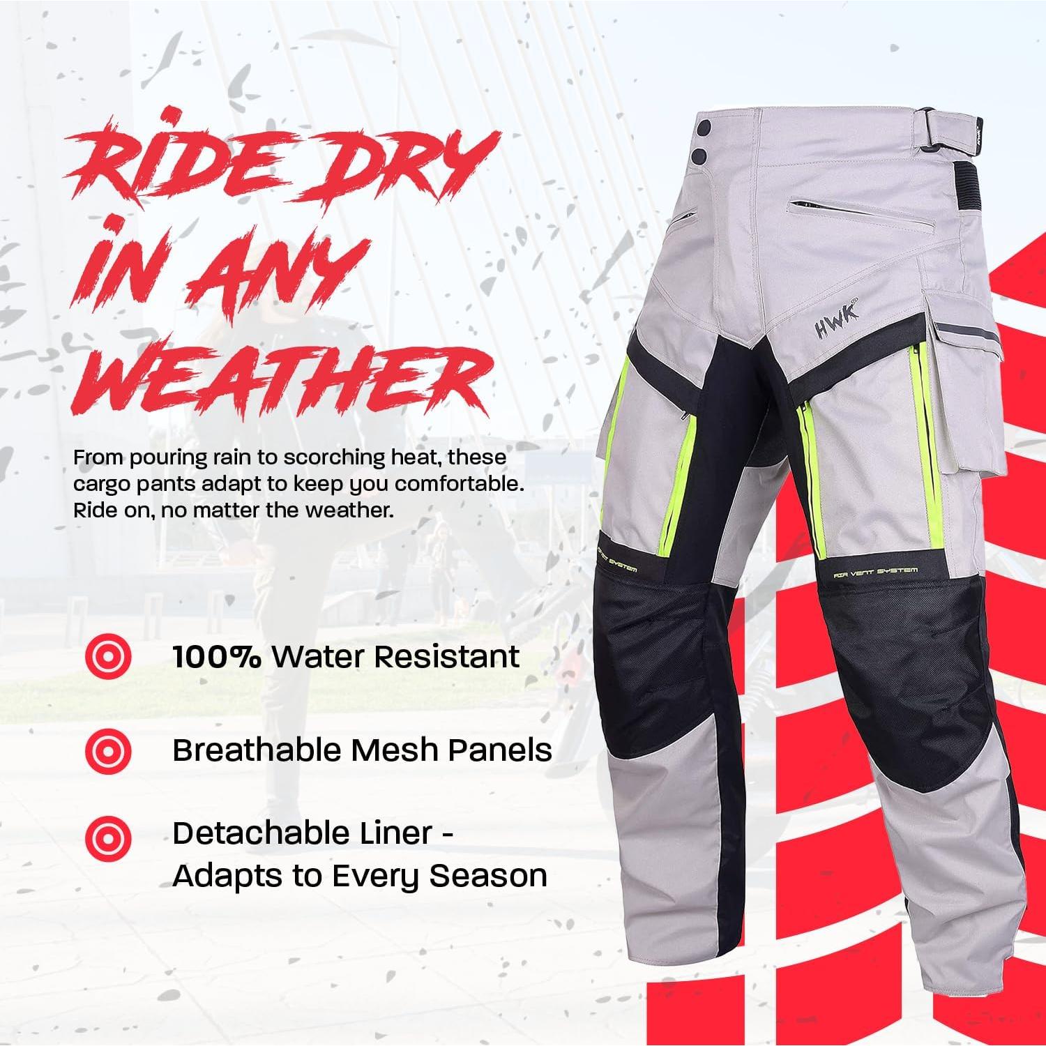 Pantalones Cargo de Moto HWK Hi-Vis 34W x 76L con Protección