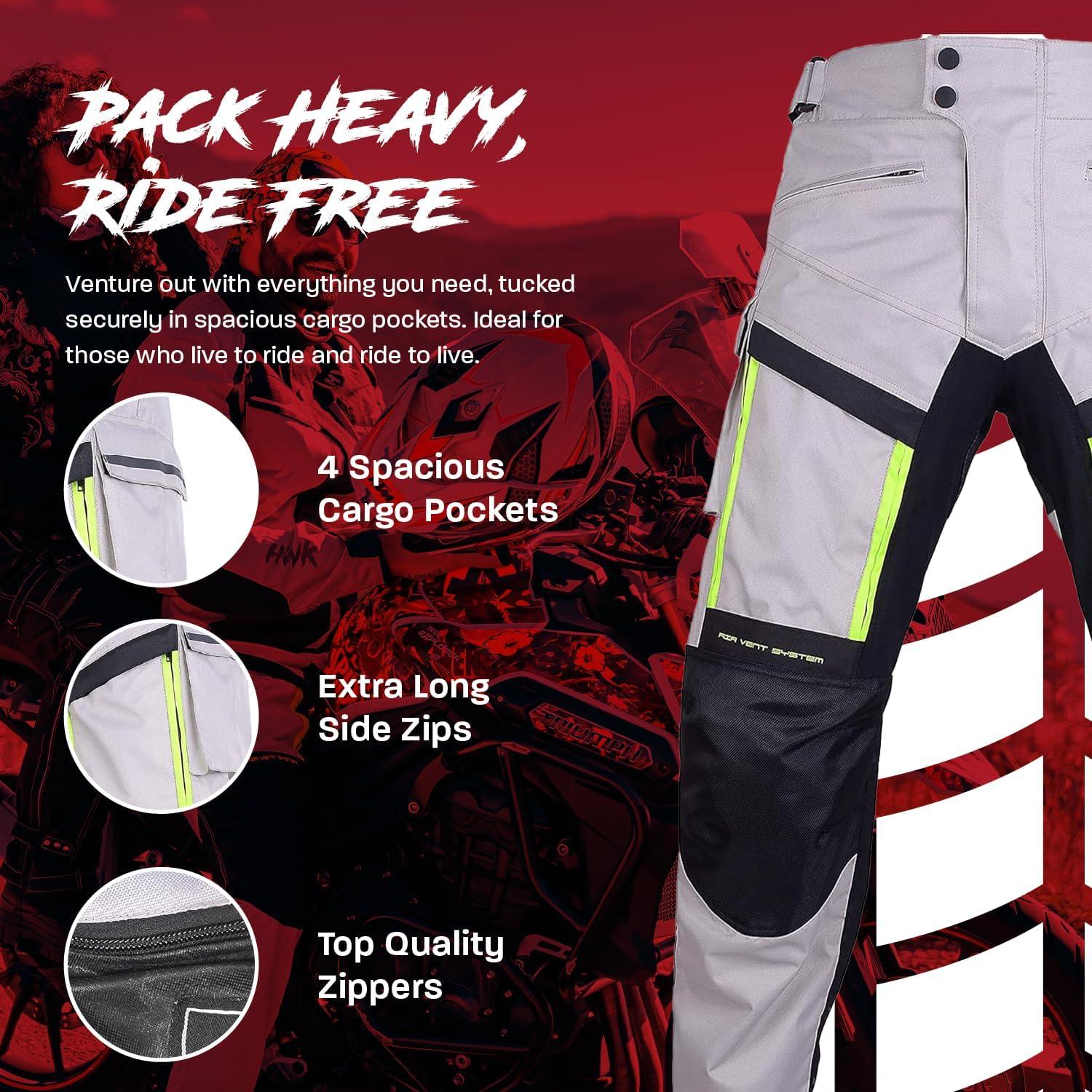 Pantalones Cargo de Moto HWK Hi-Vis 34W x 76L con Protección