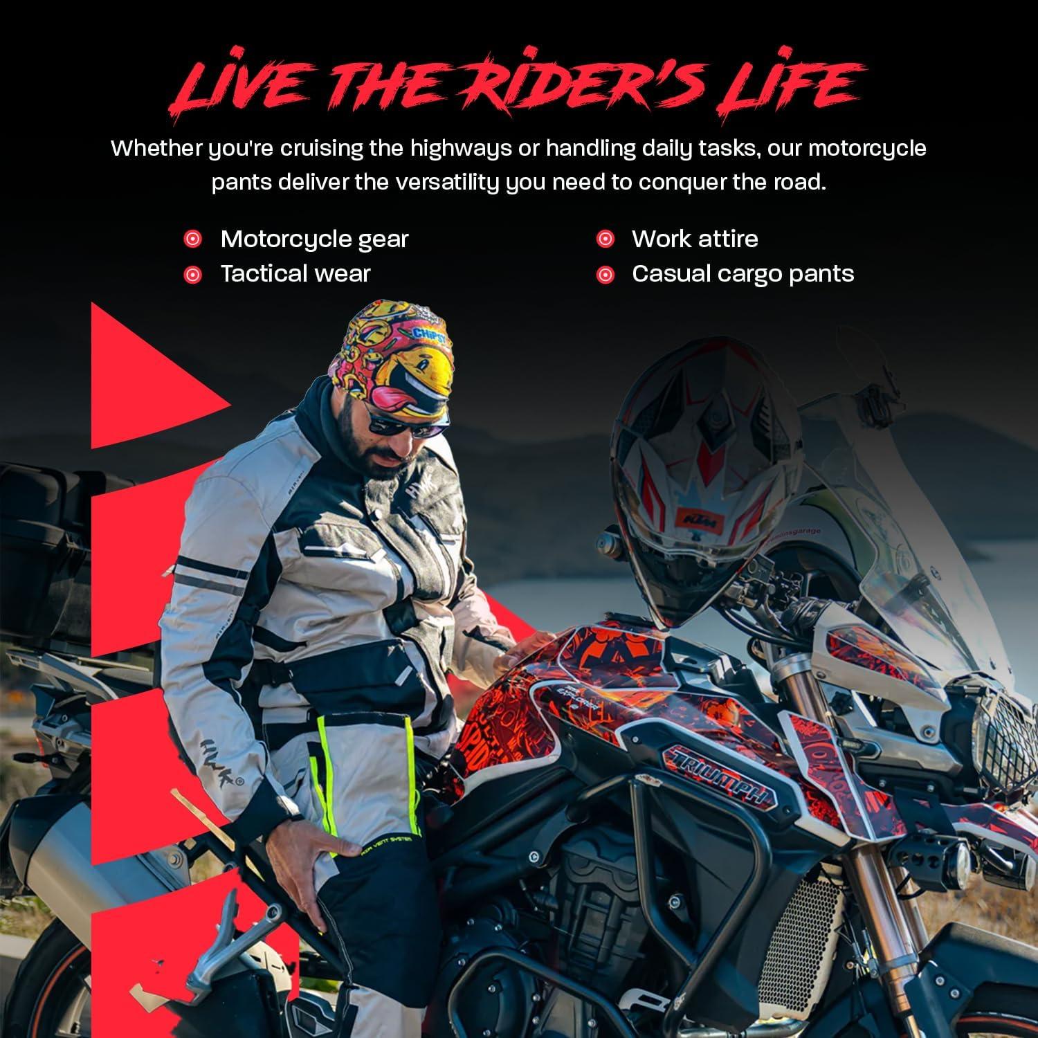 Pantalones Cargo de Moto HWK Hi-Vis 34W x 76L con Protección