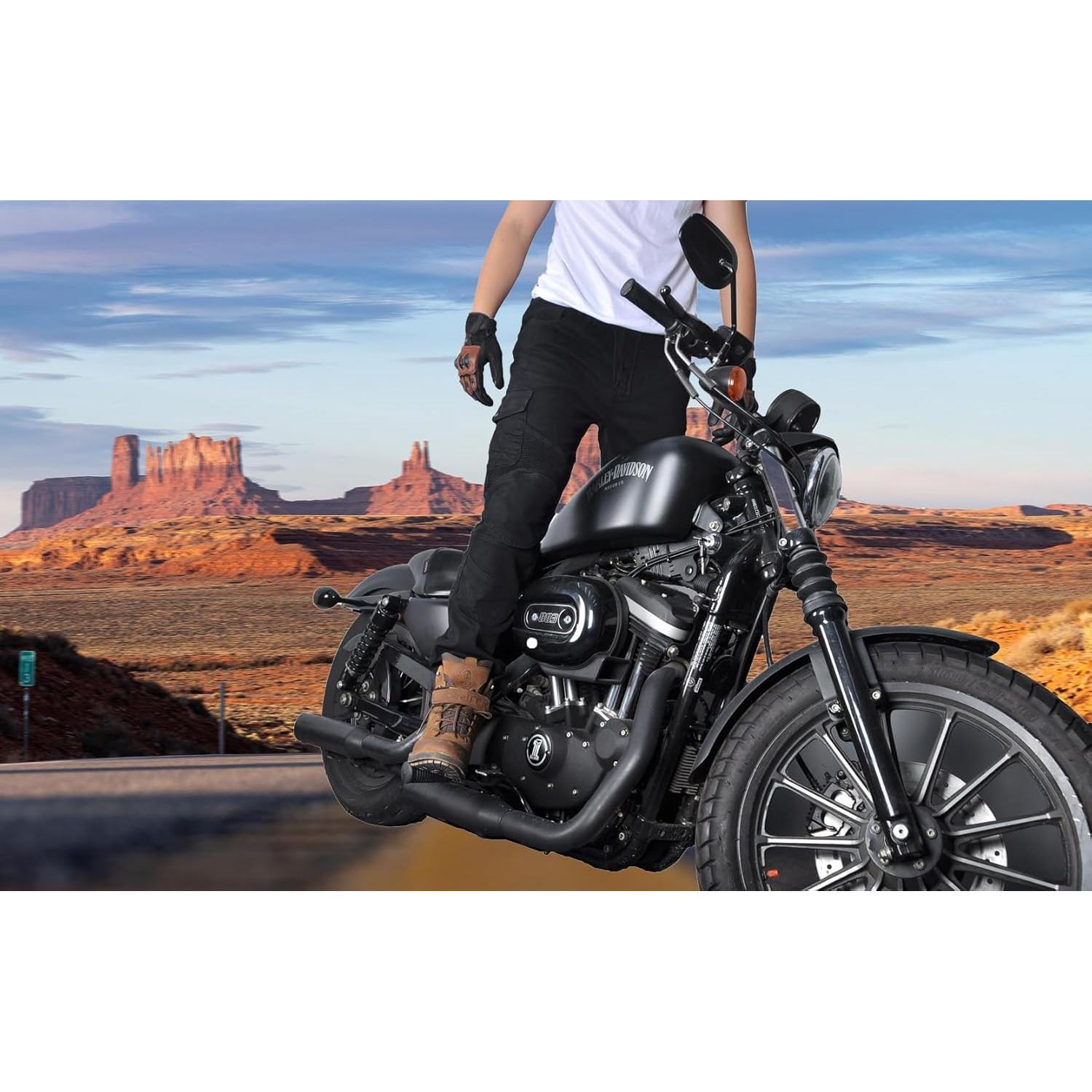 Jeans de Motocicleta para Hombre con Almohadillas - Negro