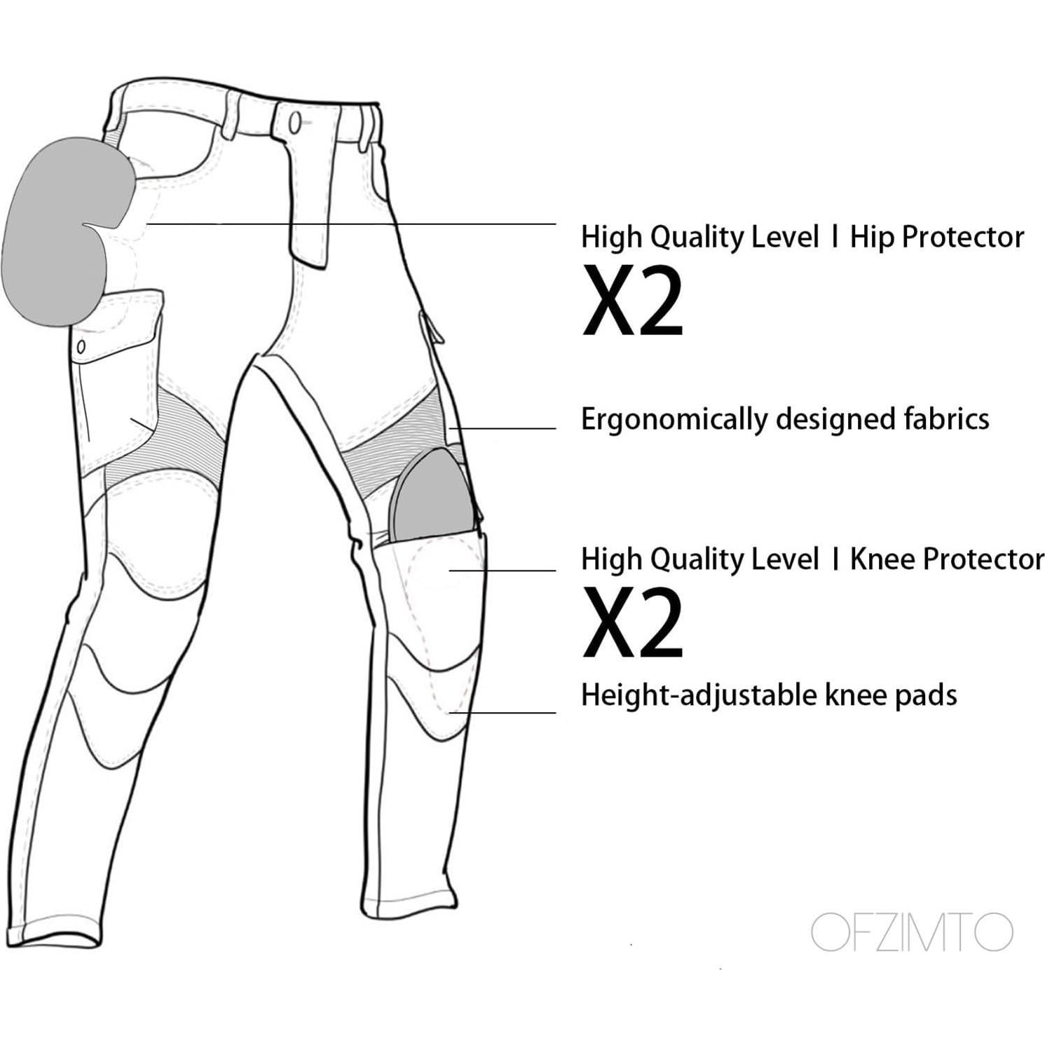 Jeans de Motocicleta para Hombre con Almohadillas - Negro