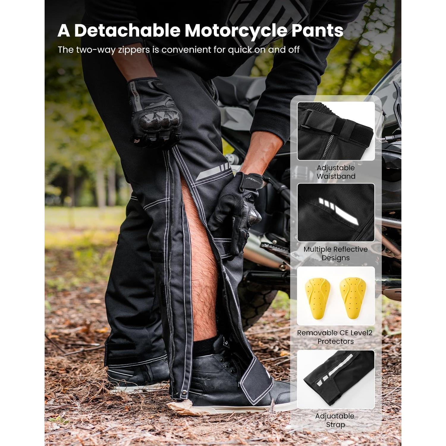 Pantalones de Moto Desmontables Auboa PF2 CE-2 Térmicos Negros