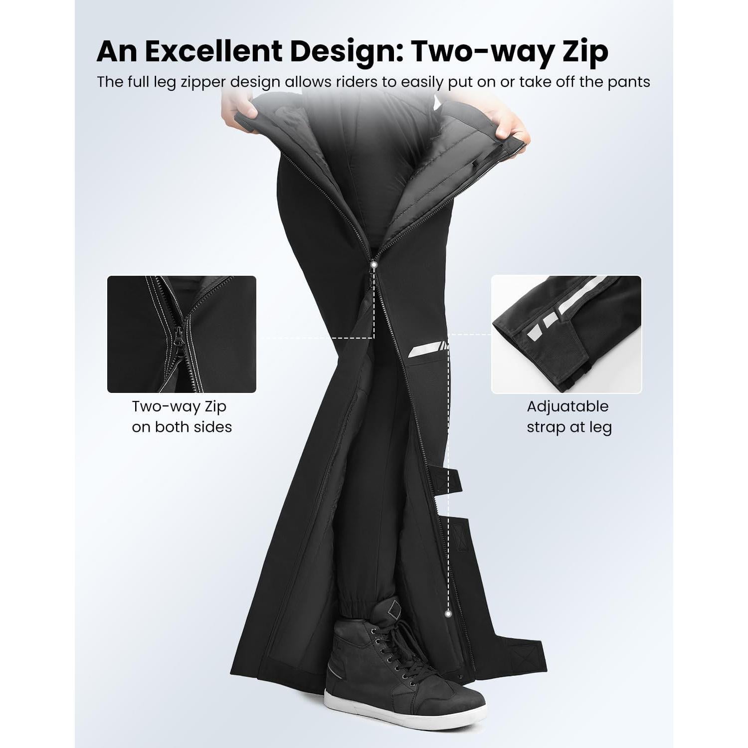 Pantalones de Moto Desmontables Auboa PF2 CE-2 Térmicos Negros