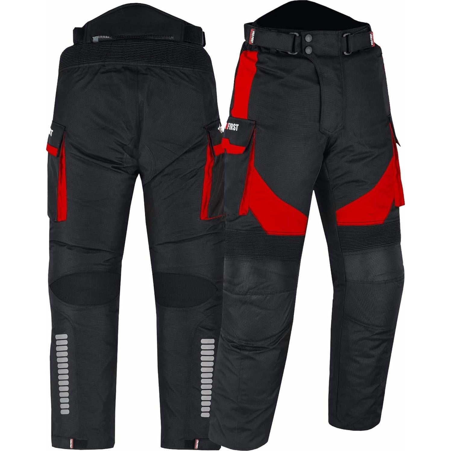 Pantalón de Motocicleta Impermeable Cordura Rojo 36W x 32L
