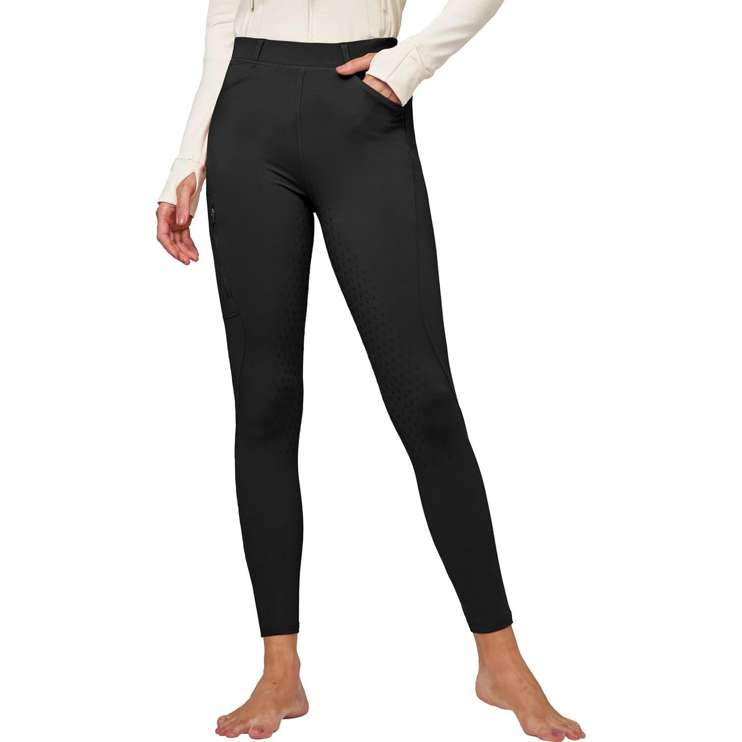 Pantalones de Montar Térmicos para Mujer Willit - Forro Polar Negro