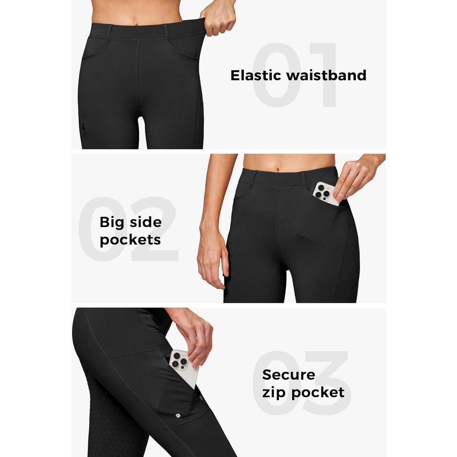 Pantalones de Montar Térmicos para Mujer Willit - Forro Polar Negro