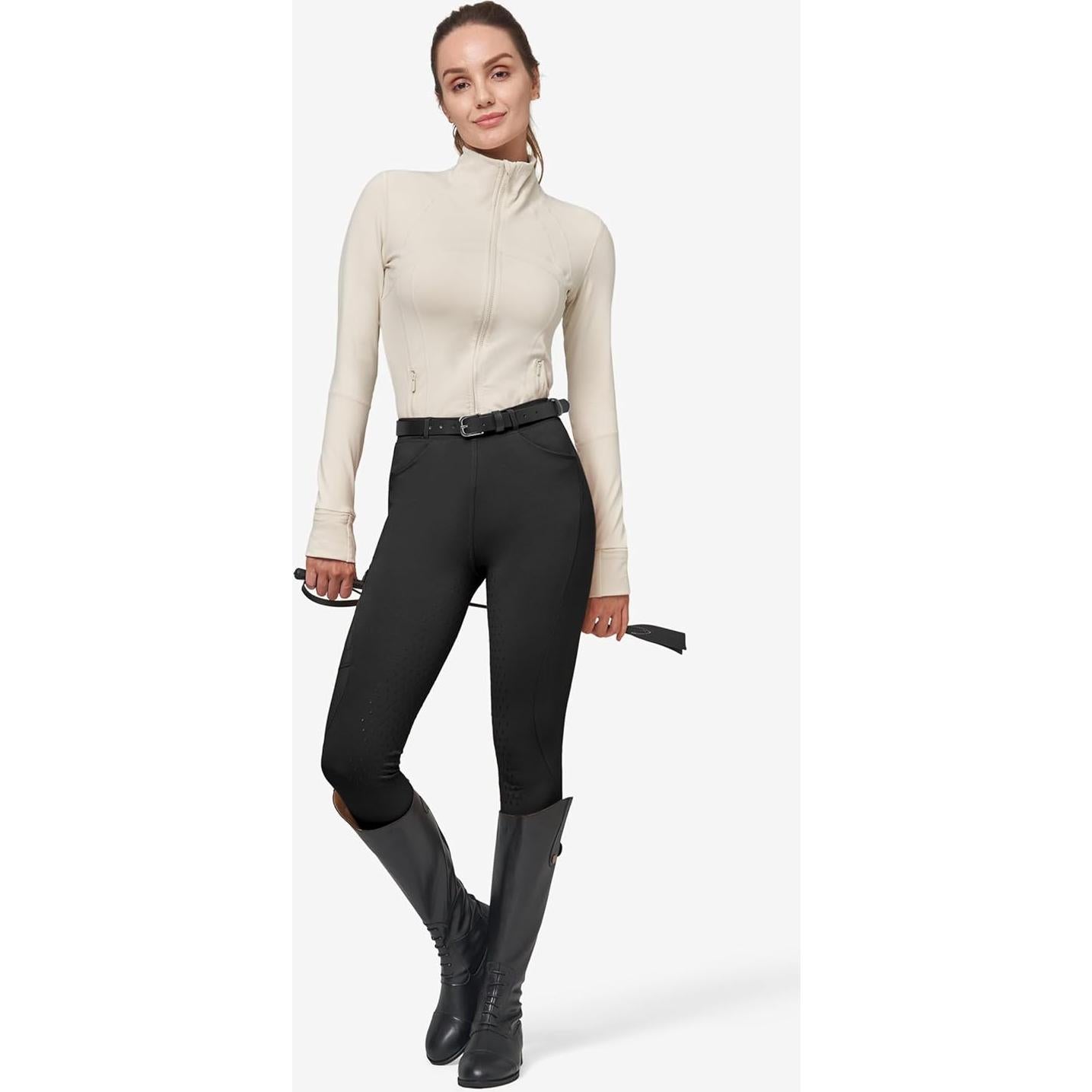 Pantalones de Montar Térmicos para Mujer Willit - Forro Polar Negro