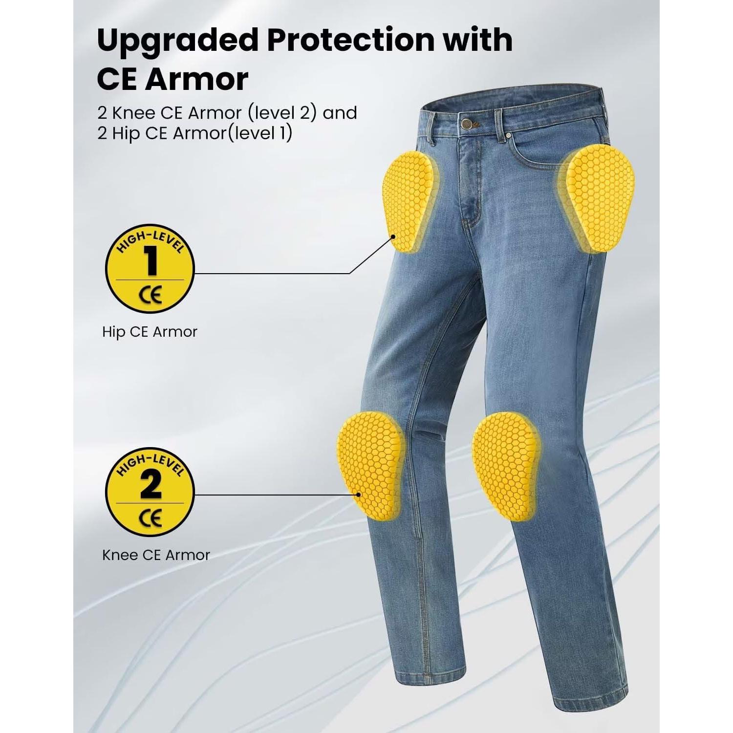 Pantalones de Motocicleta ILM PJN1 con Armadura CE Azul Claro