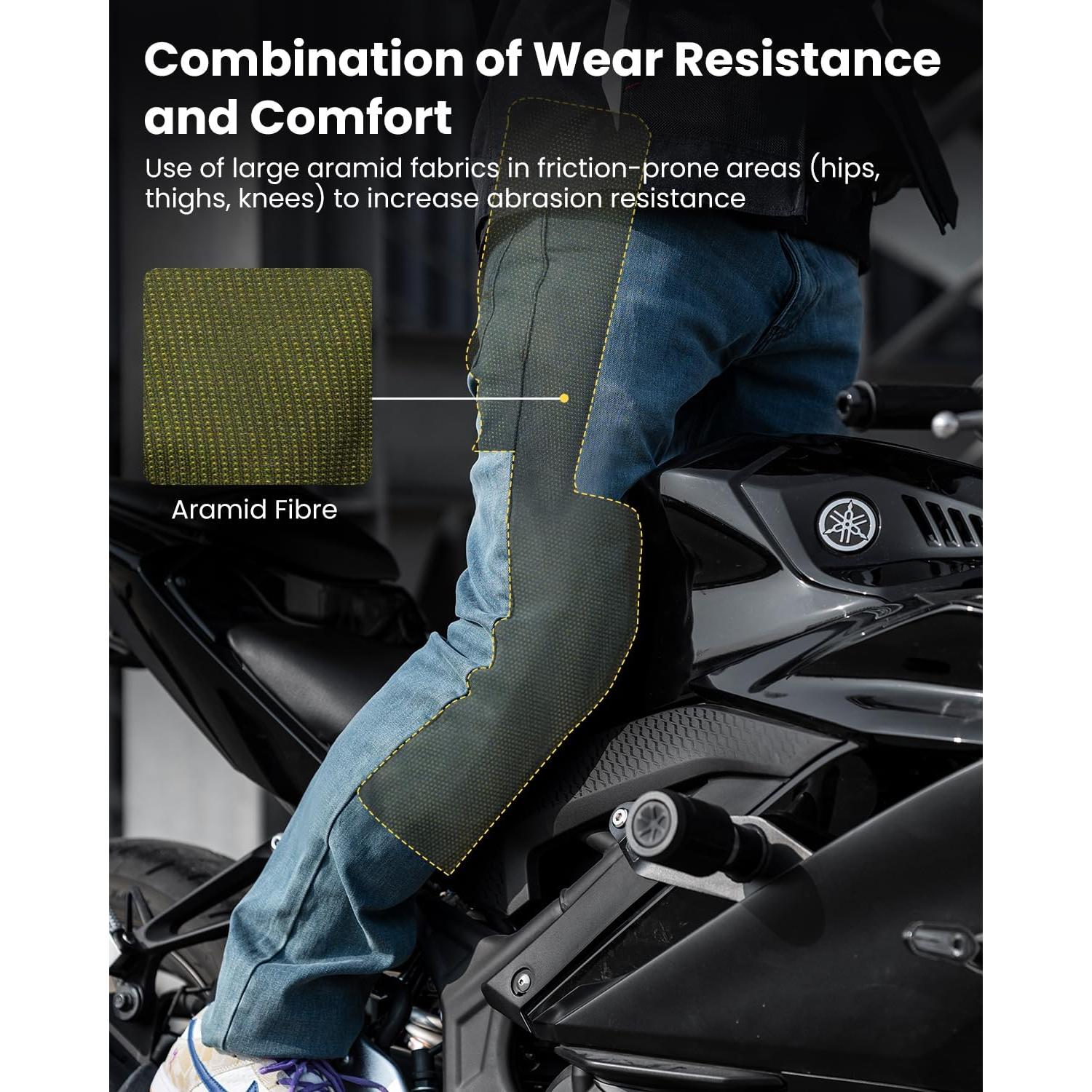 Pantalones de Motocicleta ILM PJN1 con Armadura CE Azul Claro