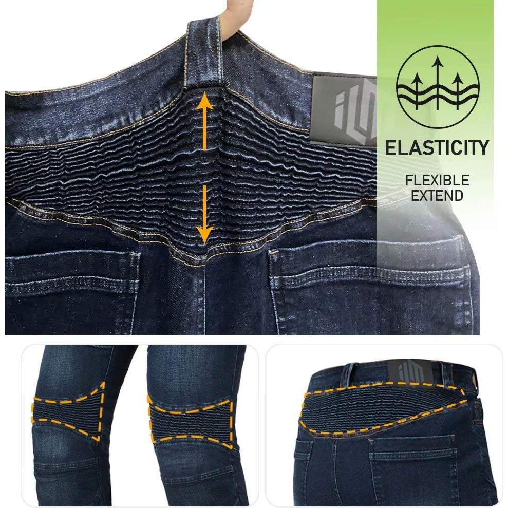 Pantalones de Moto ILM BJN01 Azul con Armadura CE 34W x 30L