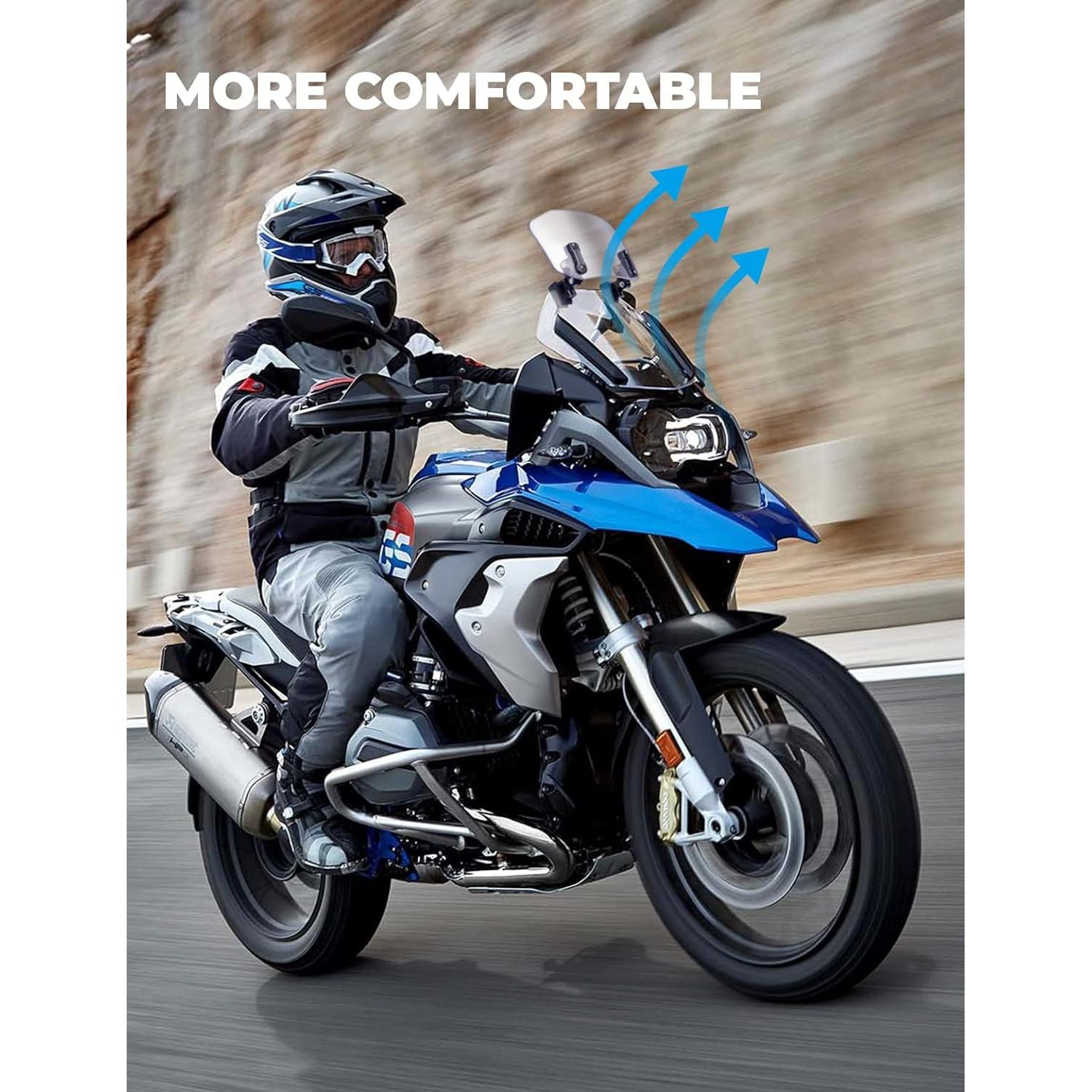 Parabrisas de Motocicleta KEMIMOTO Ajustable de Aluminio Claro