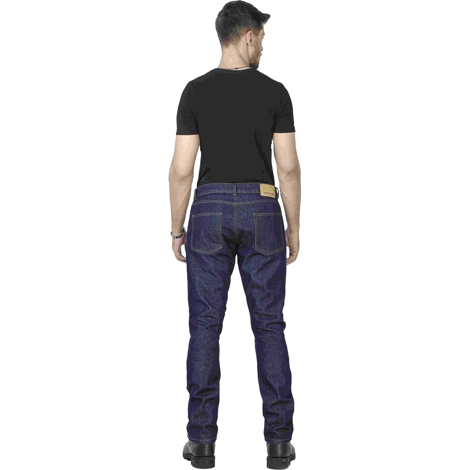 WICKED STOCK Men's Riding Pants with CE LEVEL2 Armor - Dark Blue