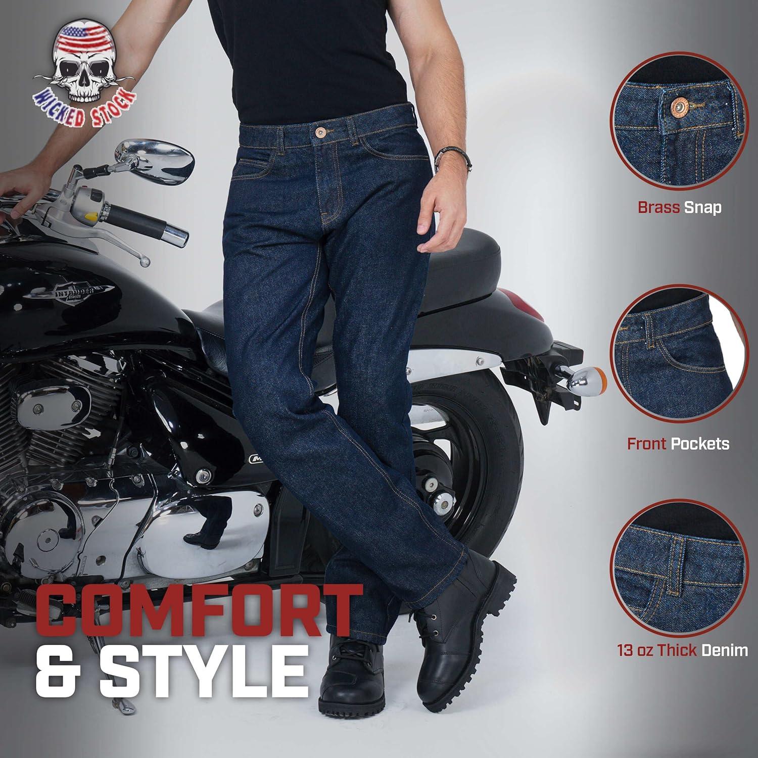 WICKED STOCK Men's Riding Pants with CE LEVEL2 Armor - Dark Blue