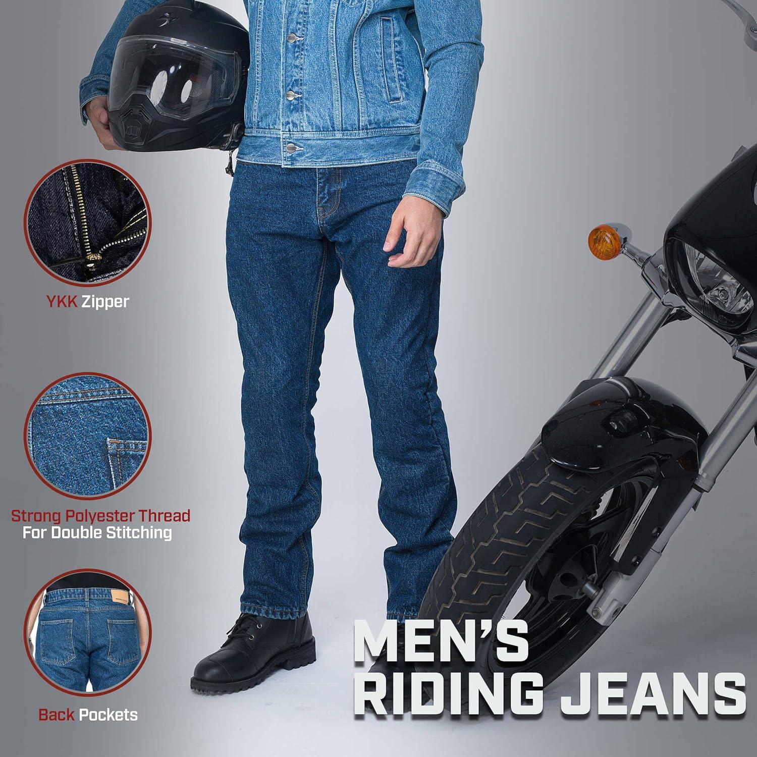 WICKED STOCK Men's Riding Pants with CE LEVEL2 Armor - Dark Blue