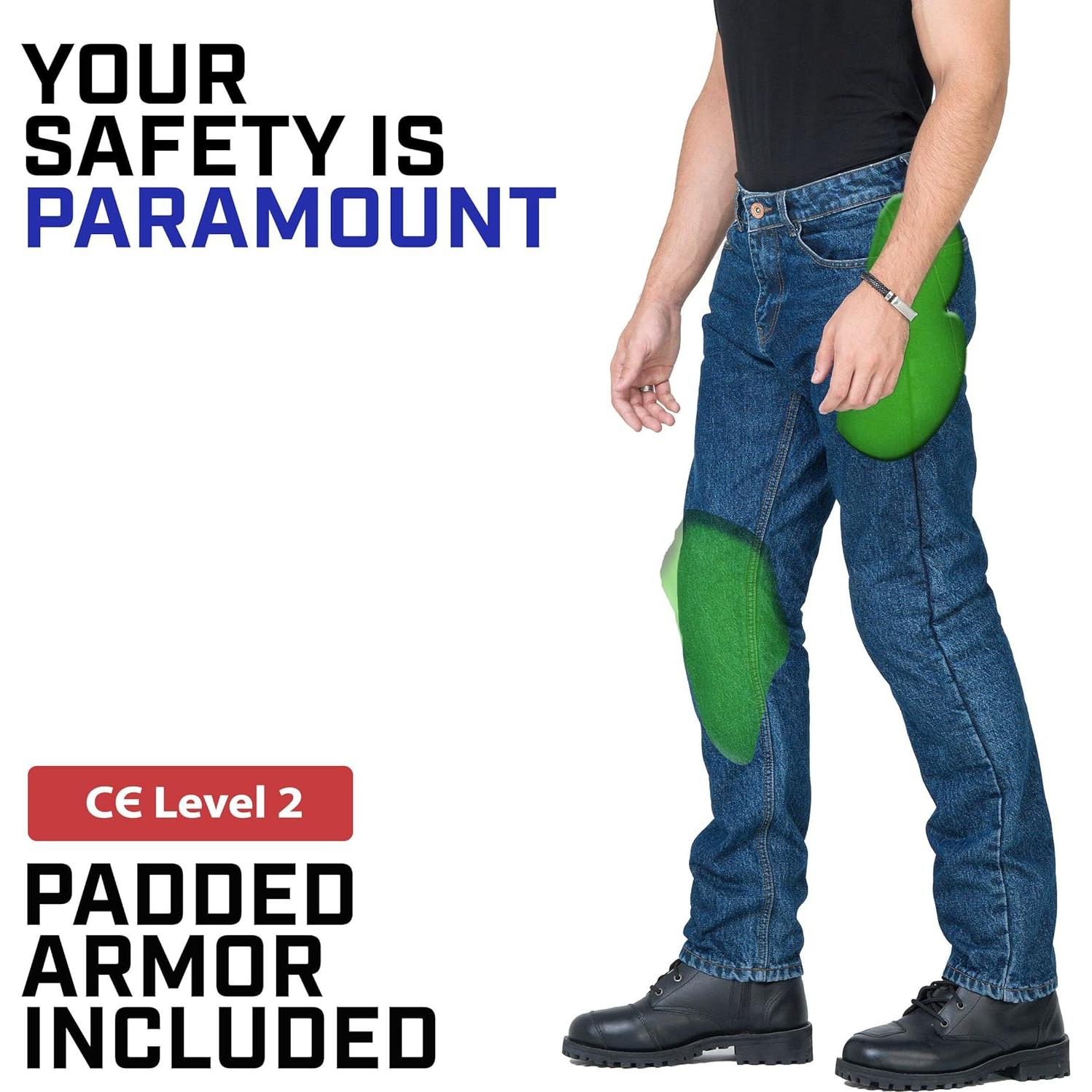 WICKED STOCK Men's Riding Pants with CE LEVEL2 Armor - Dark Blue