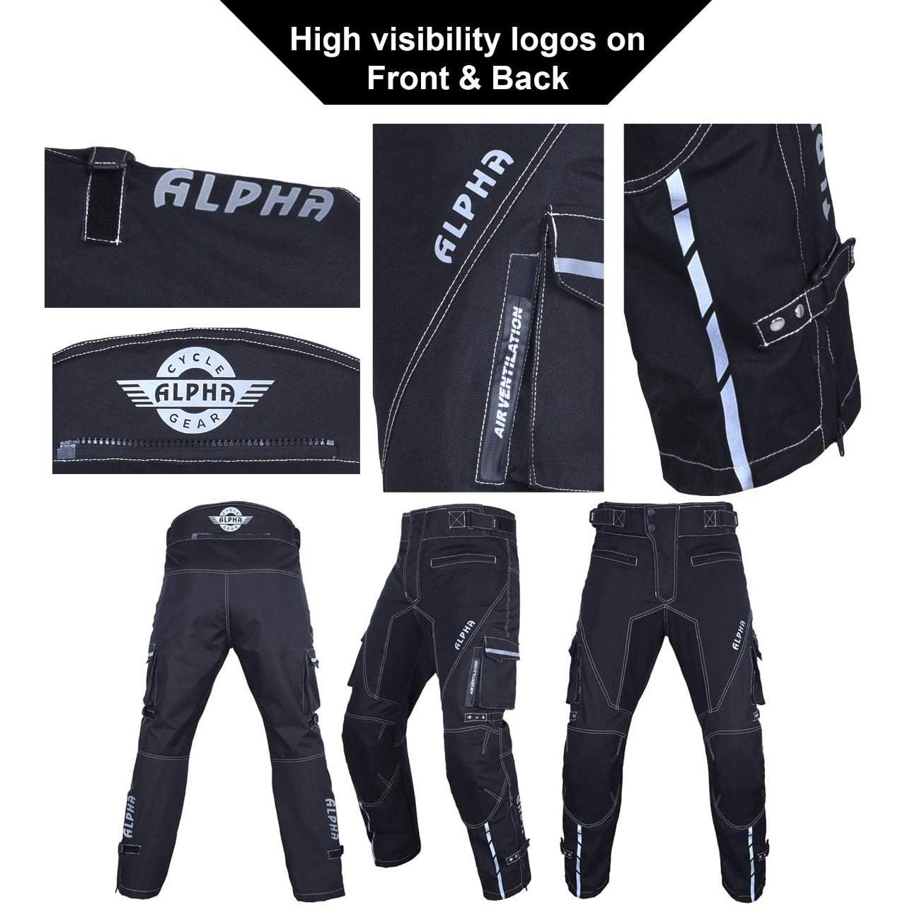 Pantalones de Motocross Alpha Cycle Gear 40W x 30L Negro
