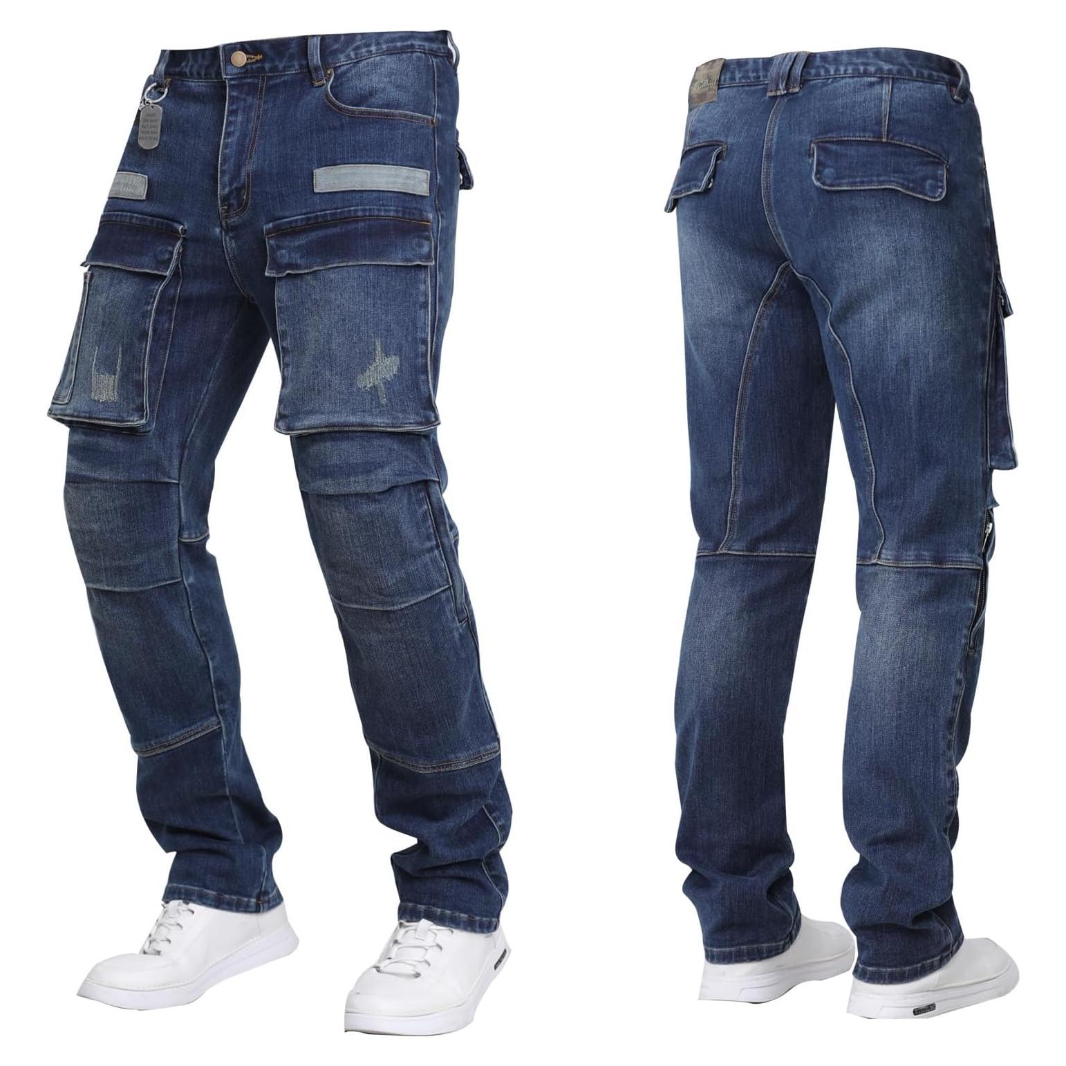 Pantalones de Motocicleta para Hombres Gwj - Denim 14 oz Azul