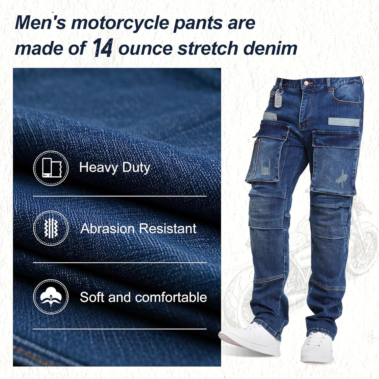 Pantalones de Motocicleta para Hombres Gwj - Denim 14 oz Azul