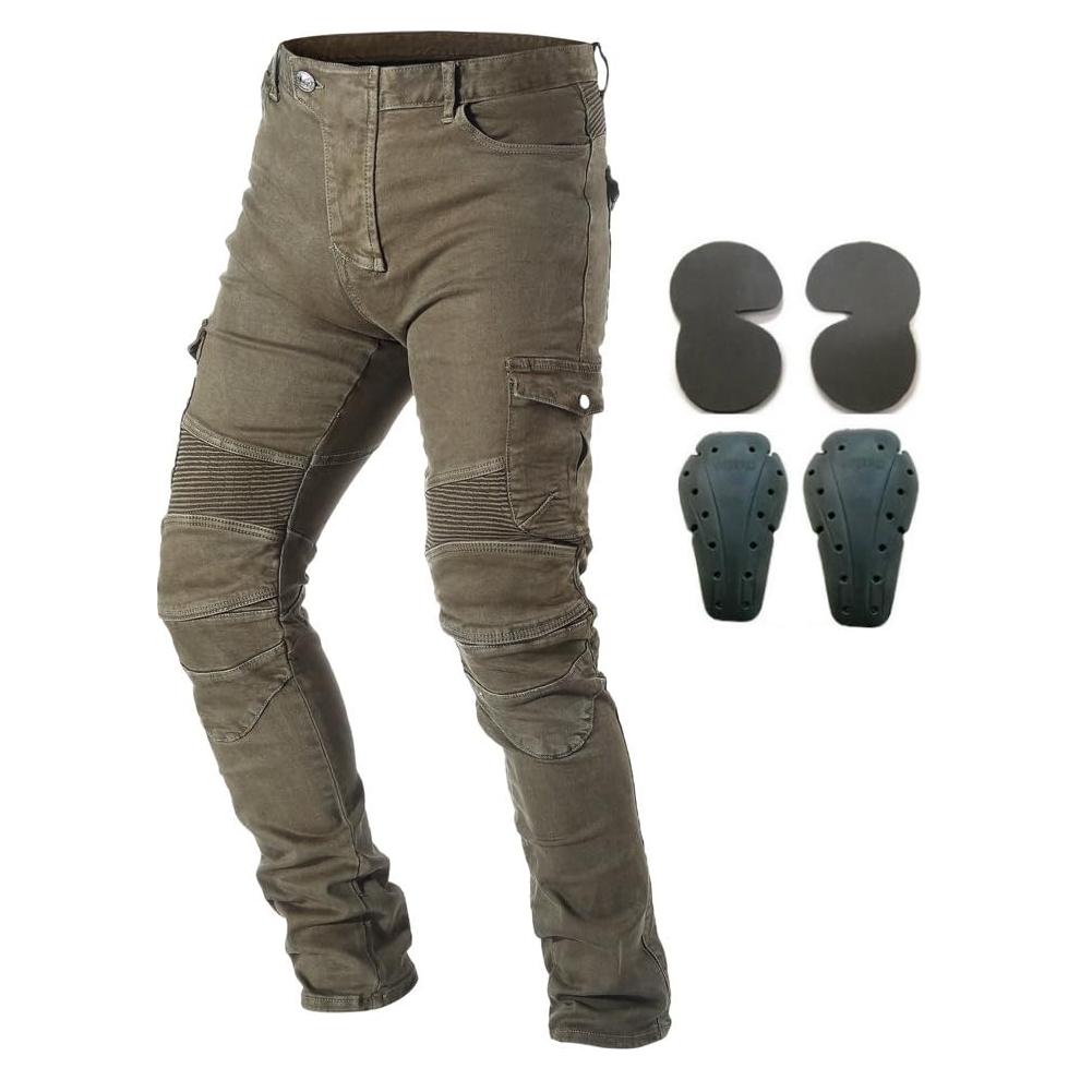 Pantalones de Motocicleta Takuey con Almohadillas Verde Militar