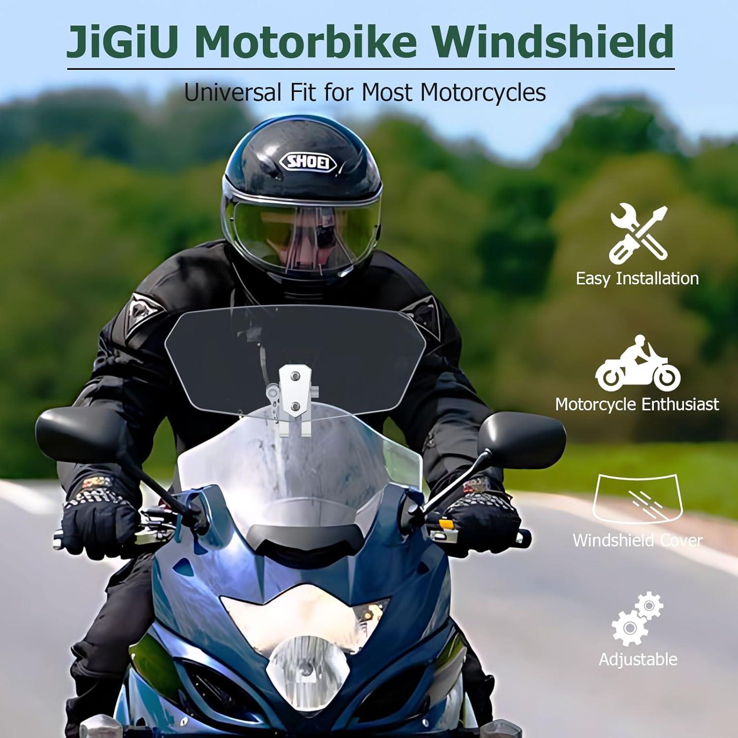 Deflector de Viento JiGiU para Motocicleta Clip-On Humo