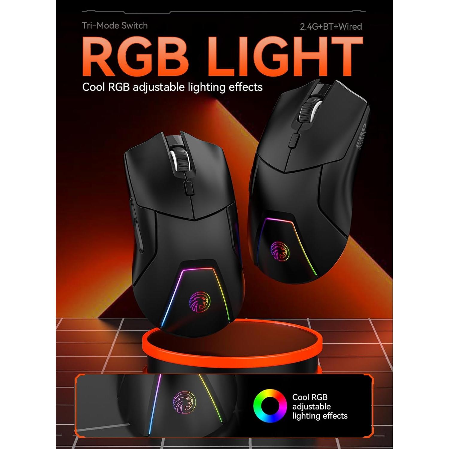 Ratón Gaming Inalámbrico FMOUSE M501 12000 DPI RGB Negro