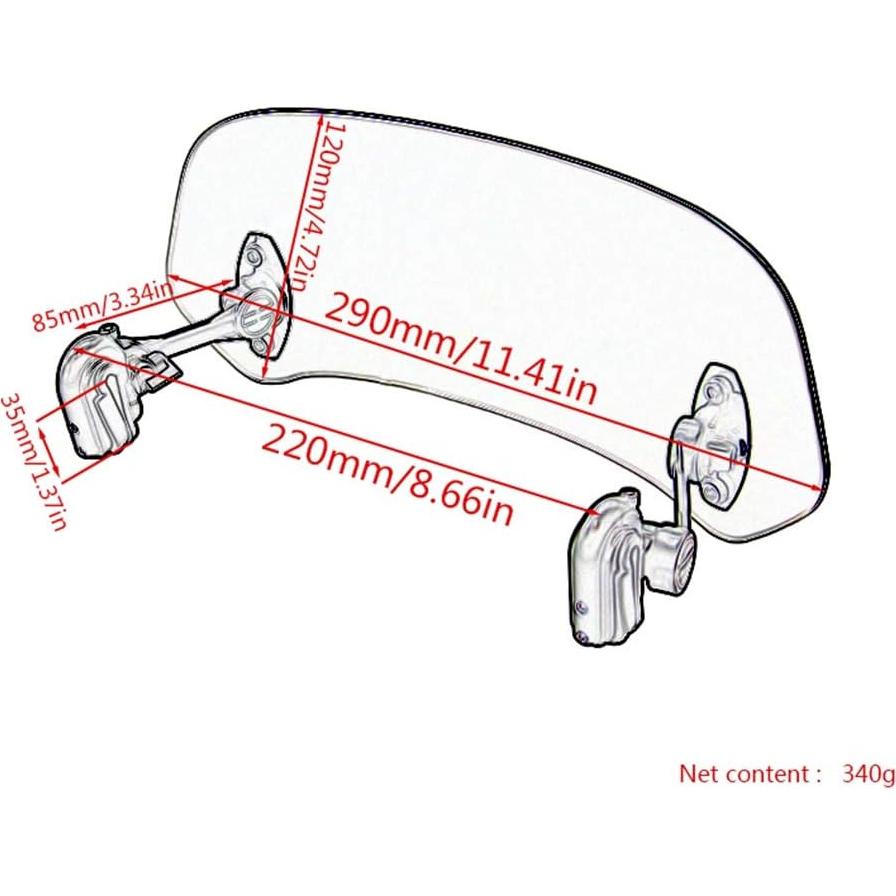 Extensión de Parabrisas Ajustable Evomosa para Motocicleta Gris