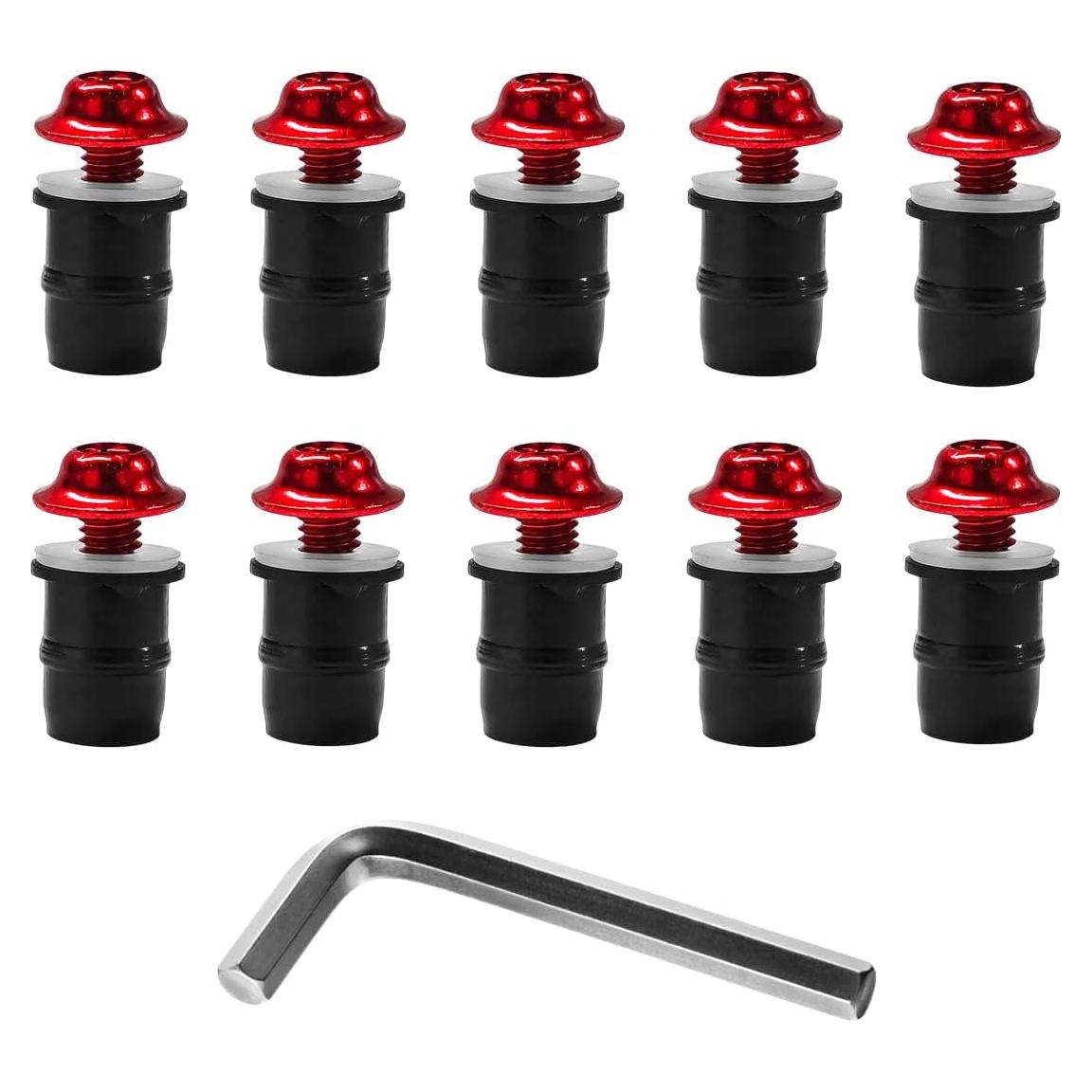 Kit de Tornillos de Parabrisas de Motocicleta KVAEY 10 PCS Rojo
