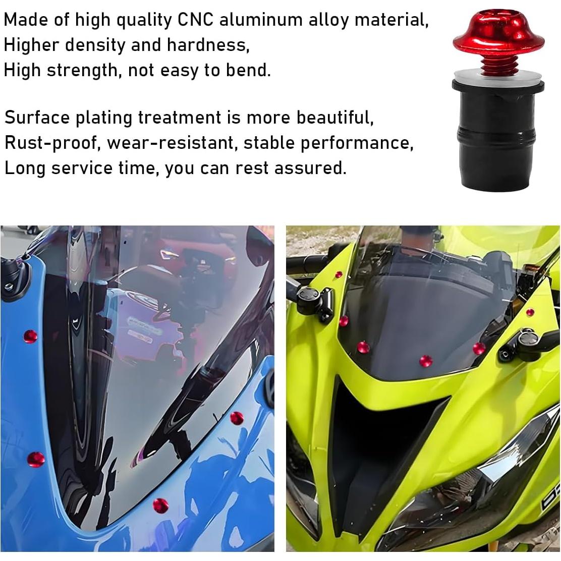 Kit de Tornillos de Parabrisas de Motocicleta KVAEY 10 PCS Rojo