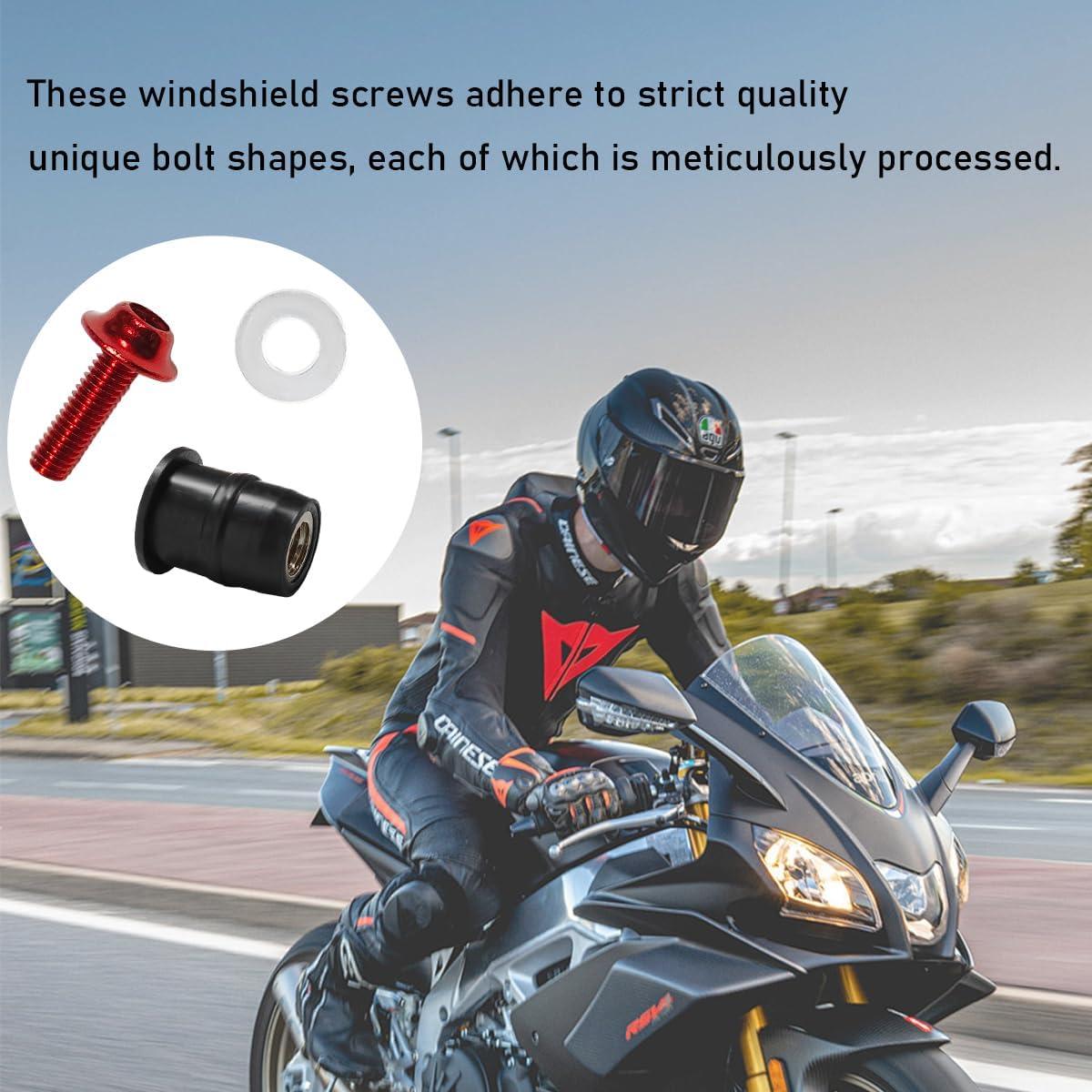 Kit de Tornillos de Parabrisas de Motocicleta KVAEY 10 PCS Rojo