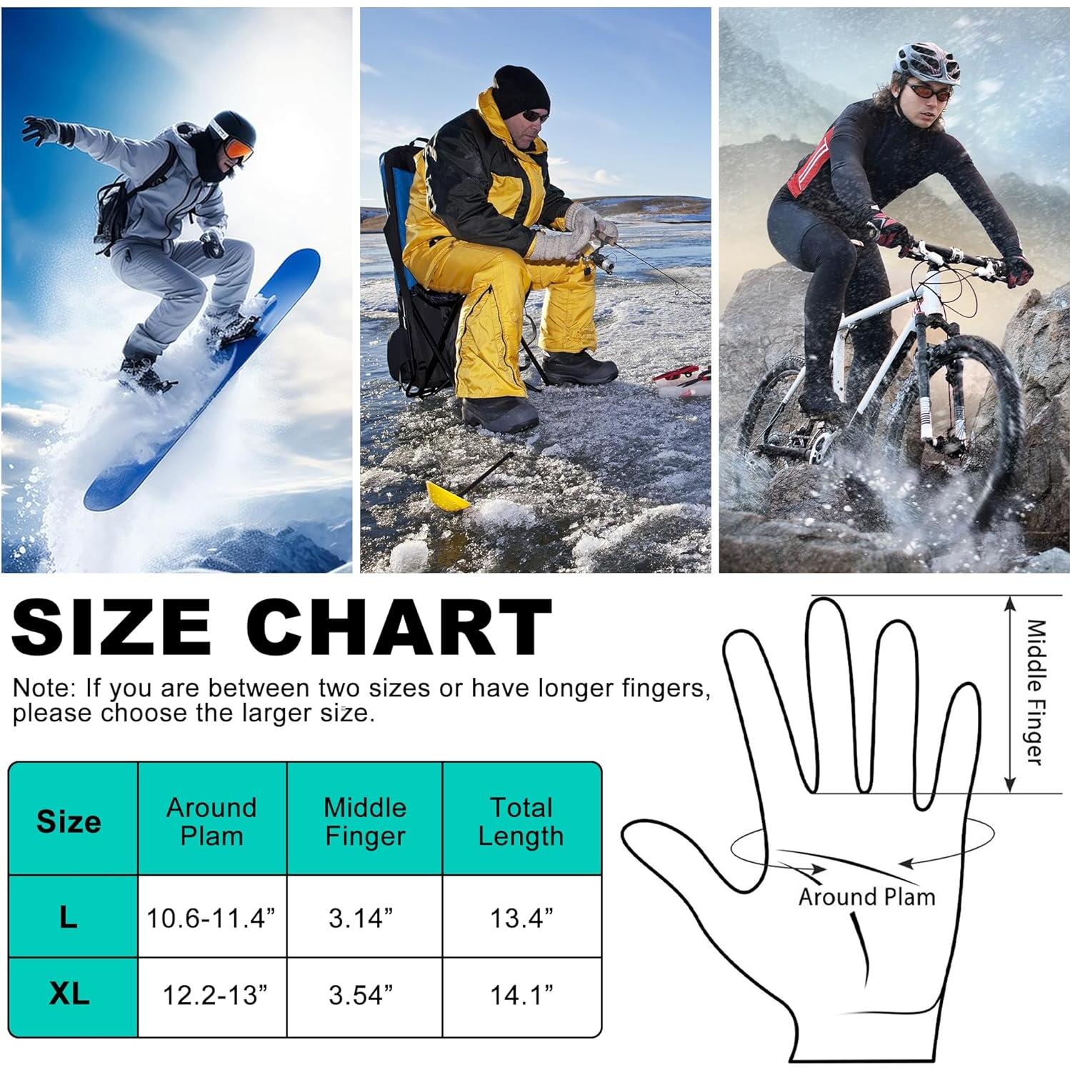 Spring Electric Rechargeable Battery Heated Gloves - Waterproof Touchscreen for Outdoor Sports, Hiking, Skiing, Running, Work