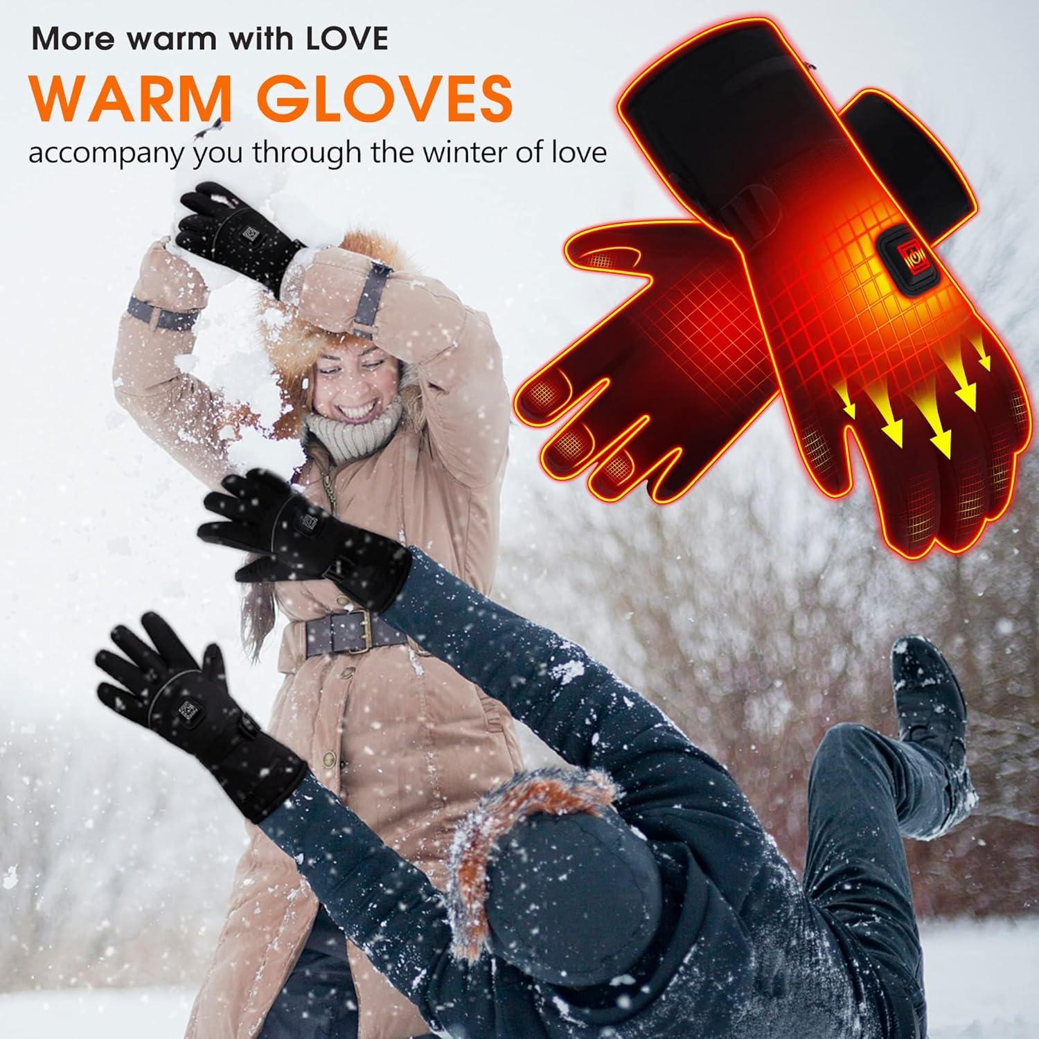 Spring Electric Rechargeable Battery Heated Gloves - Waterproof Touchscreen for Outdoor Sports, Hiking, Skiing, Running, Work