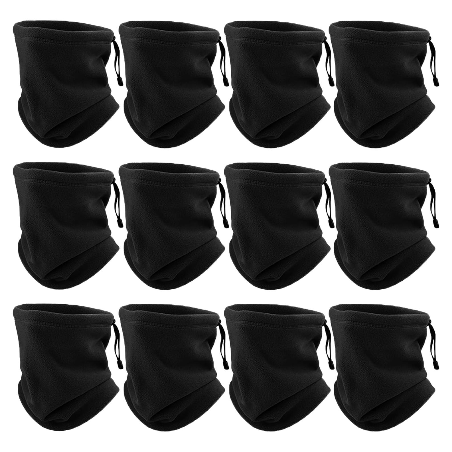 12 Piezas Calentador de Cuello Polar Unisex Negro Multifuncional