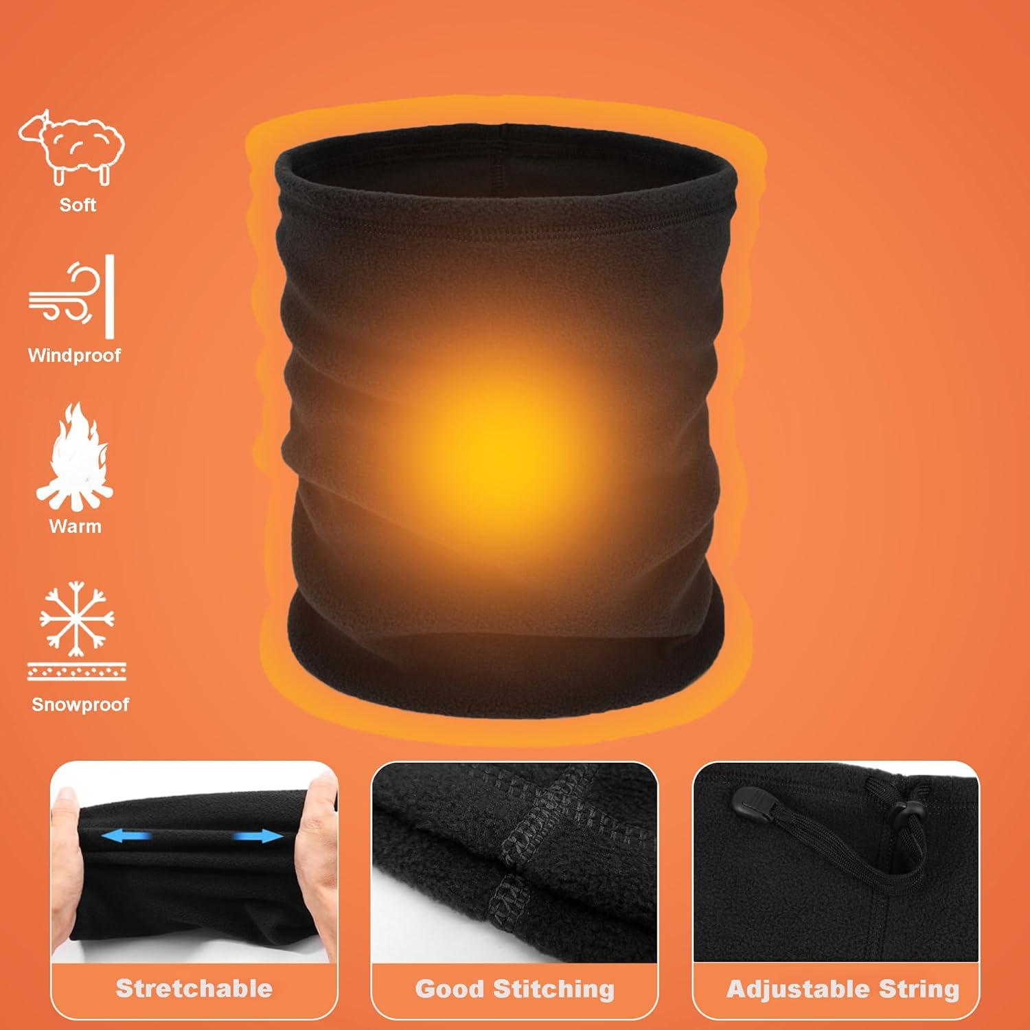 12 Piezas Calentador de Cuello Polar Unisex Negro Multifuncional